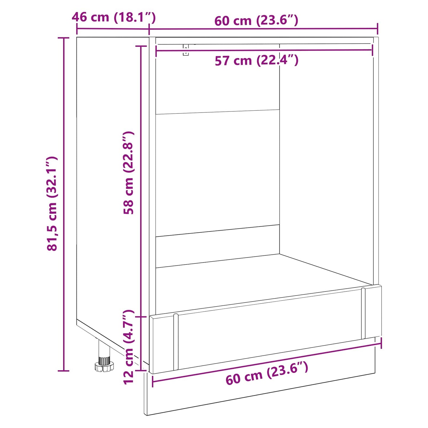 vidaXL Ντουλάπα Κουζίνας Μαύρη Οξυά 60 x 46 x 81,5 εκ