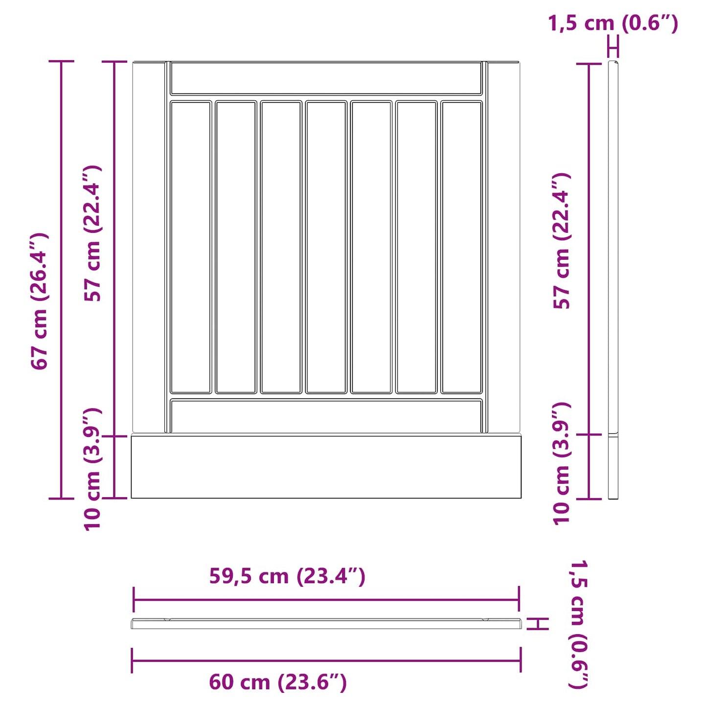 vidaXL Ντουλάπα Κουζίνας Μαύρη Οξυά 60 x 1,5 x 67 εκ