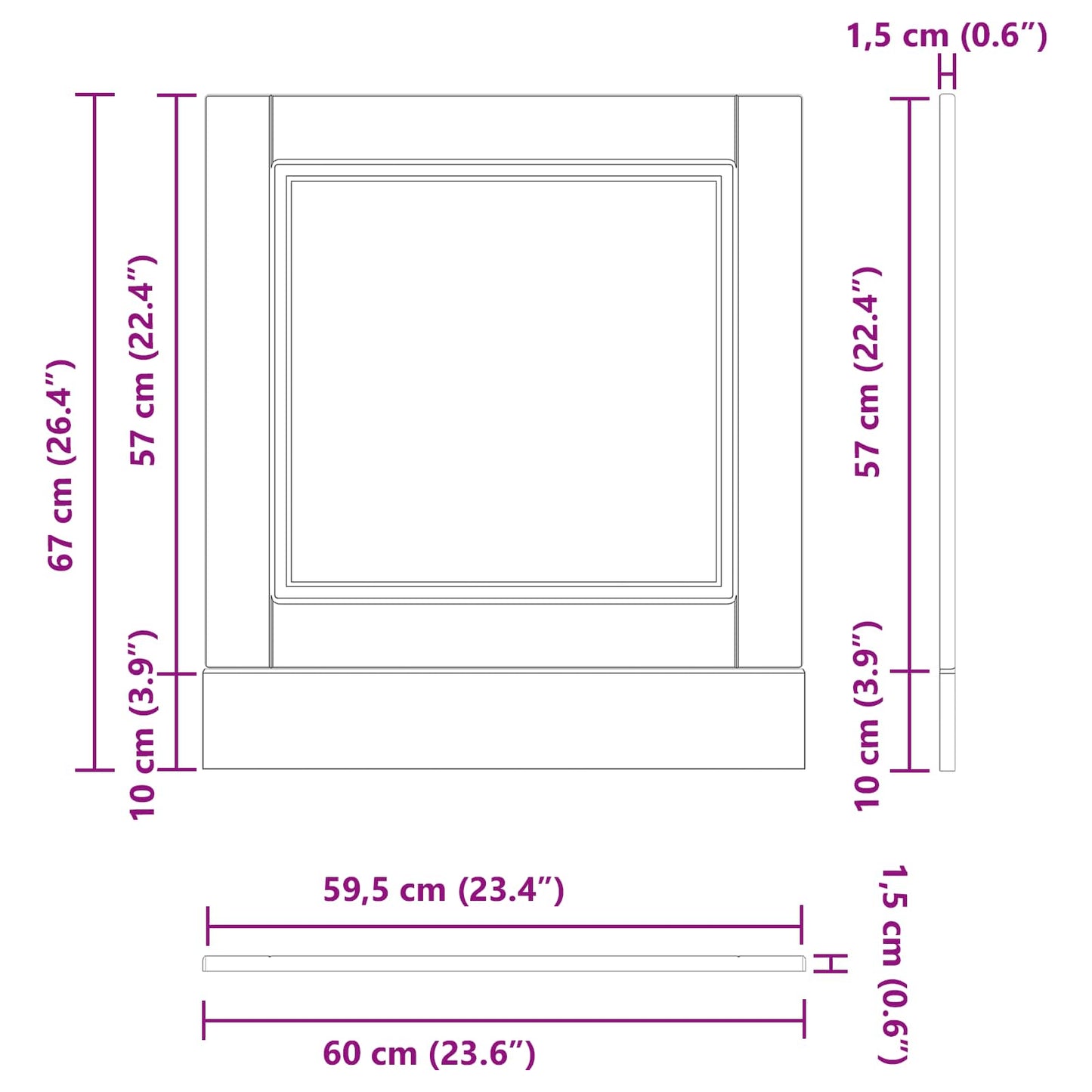 vidaXL Πάνελ πλυντηρίου πιάτων Μαύρη Οξυά 60 x 1,5 x 57 εκ