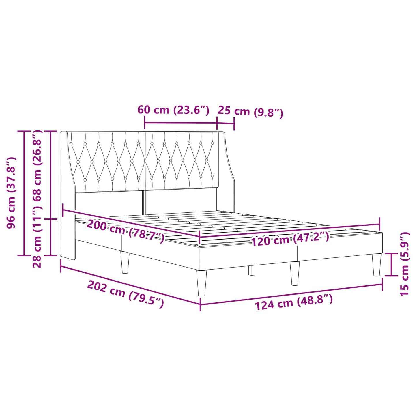 vidaXL Σκελετός Κρεβατιού Σκούρο Πράσινο 120 x 200 cm Βελούδο