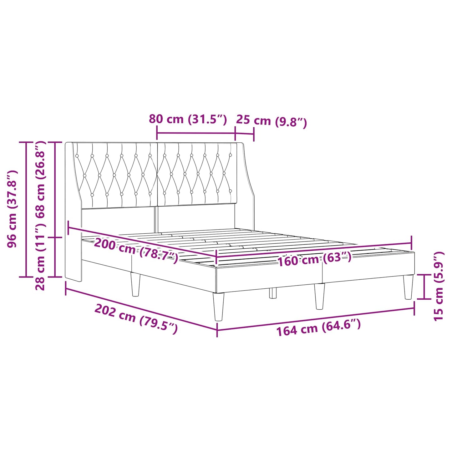 vidaXL Σκελετός Κρεβατιού Σκούρο Πράσινο 160 x 200 cm Βελούδο