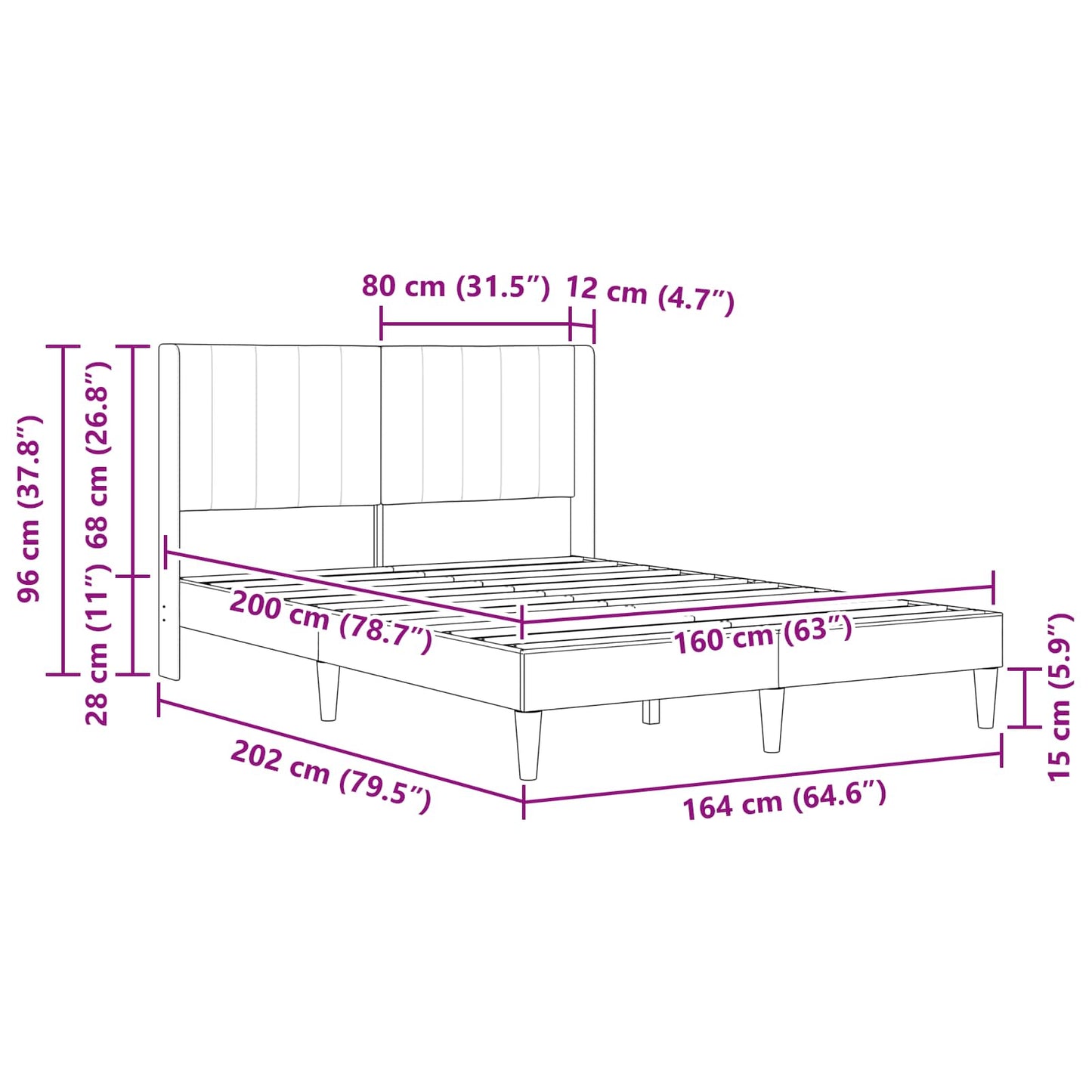 vidaXL Σκελετός Κρεβατιού με κεφαλάρι Μπλε 160 x 200 cm Βελούδο