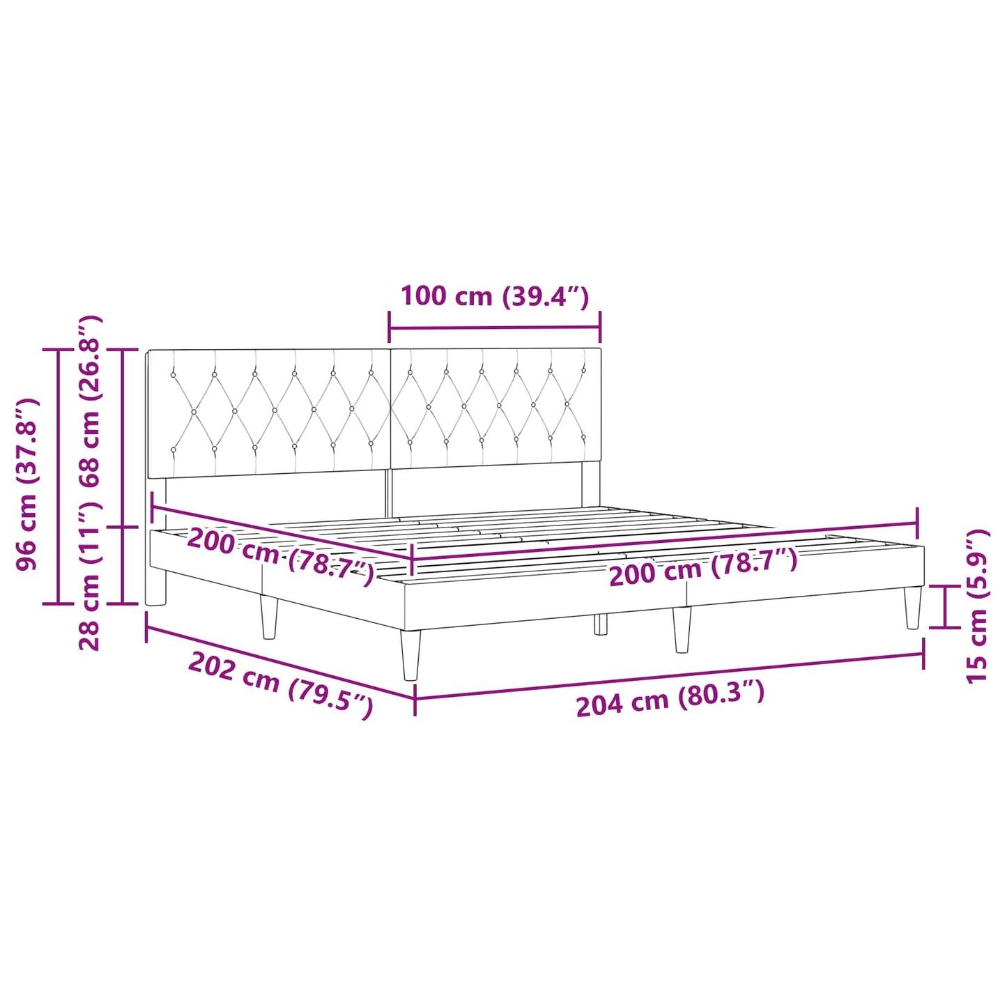 vidaXL Σκελετός Κρεβατιού Σκούρο Πράσινο 200 x 200 cm Βελούδο