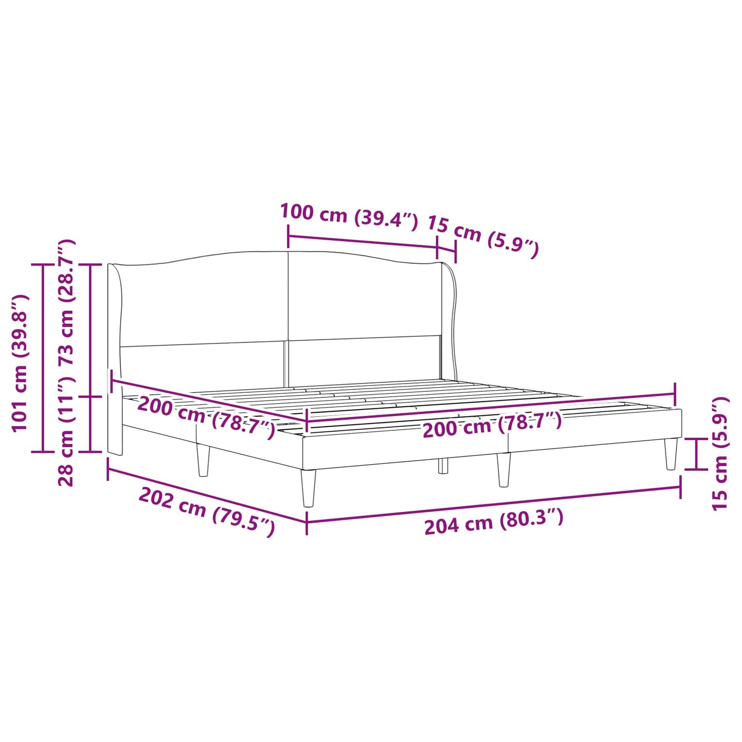 vidaXL Σκελετός Κρεβατιού με κεφαλάρι Ροζ 200 x 200 cm Βελούδο