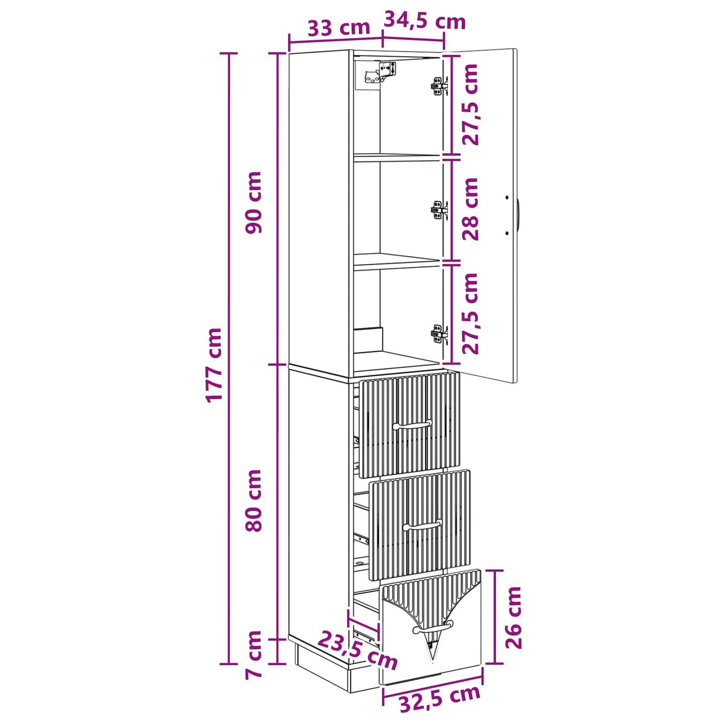 vidaXL Σέτ Ντουλαπιών 2 pcs Γυαλιστερό Λευκό 33 x 34,5 x 87 εκ.