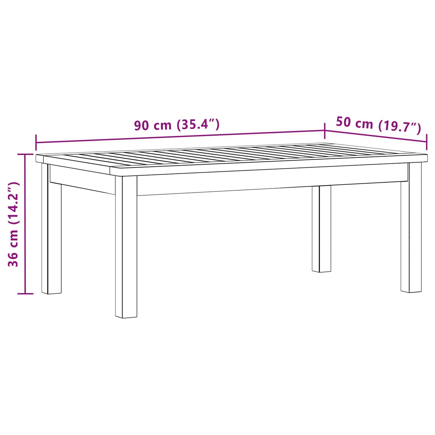 vidaXL Τραπεζάκι σαλονιού Ανοιχτό ακασία 90 x 50 x 36 cm