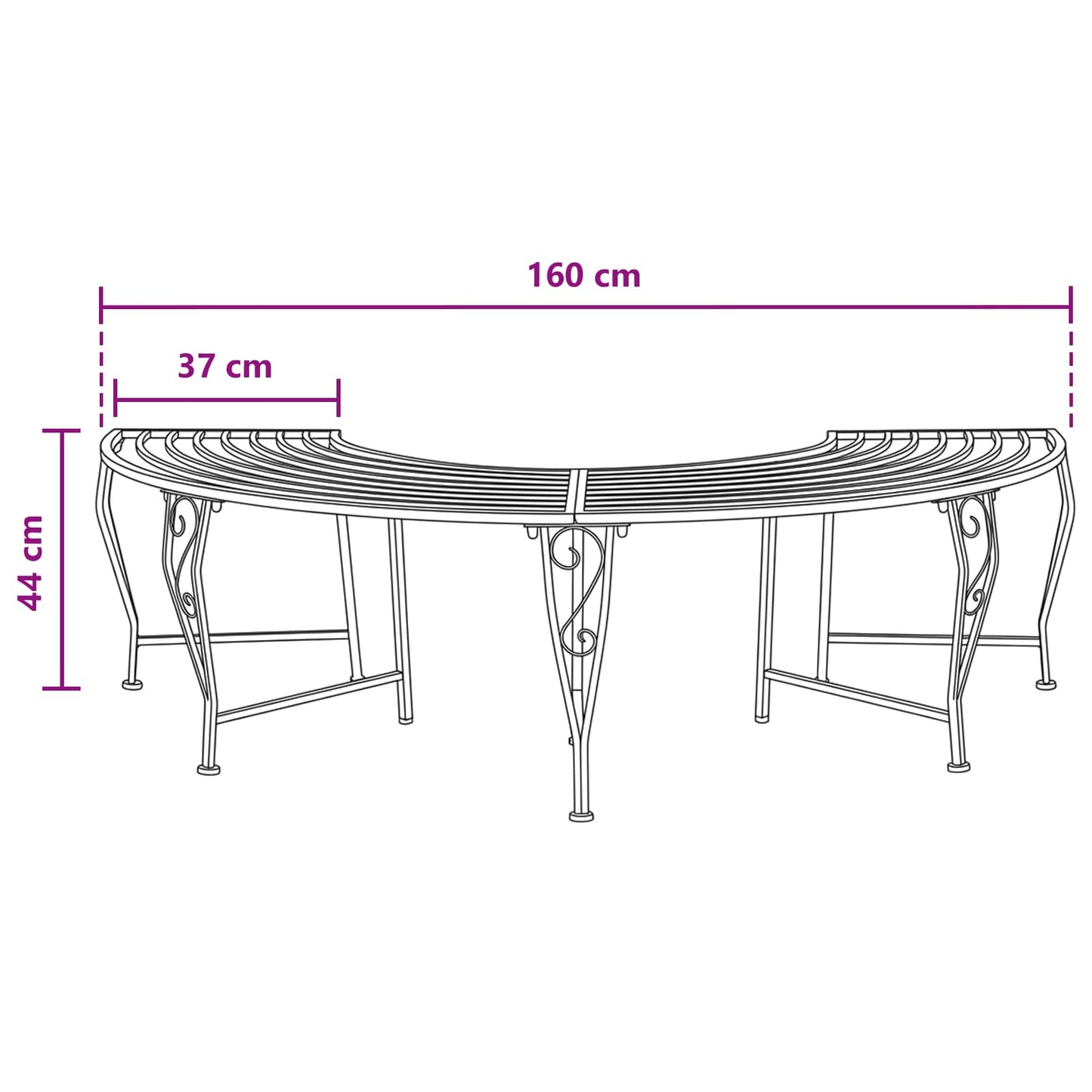 vidaXL Παγκάκι Δέντρου 4 -θέσιο 160 x 80 x 44 cm steel Αρχαίο Καφέ