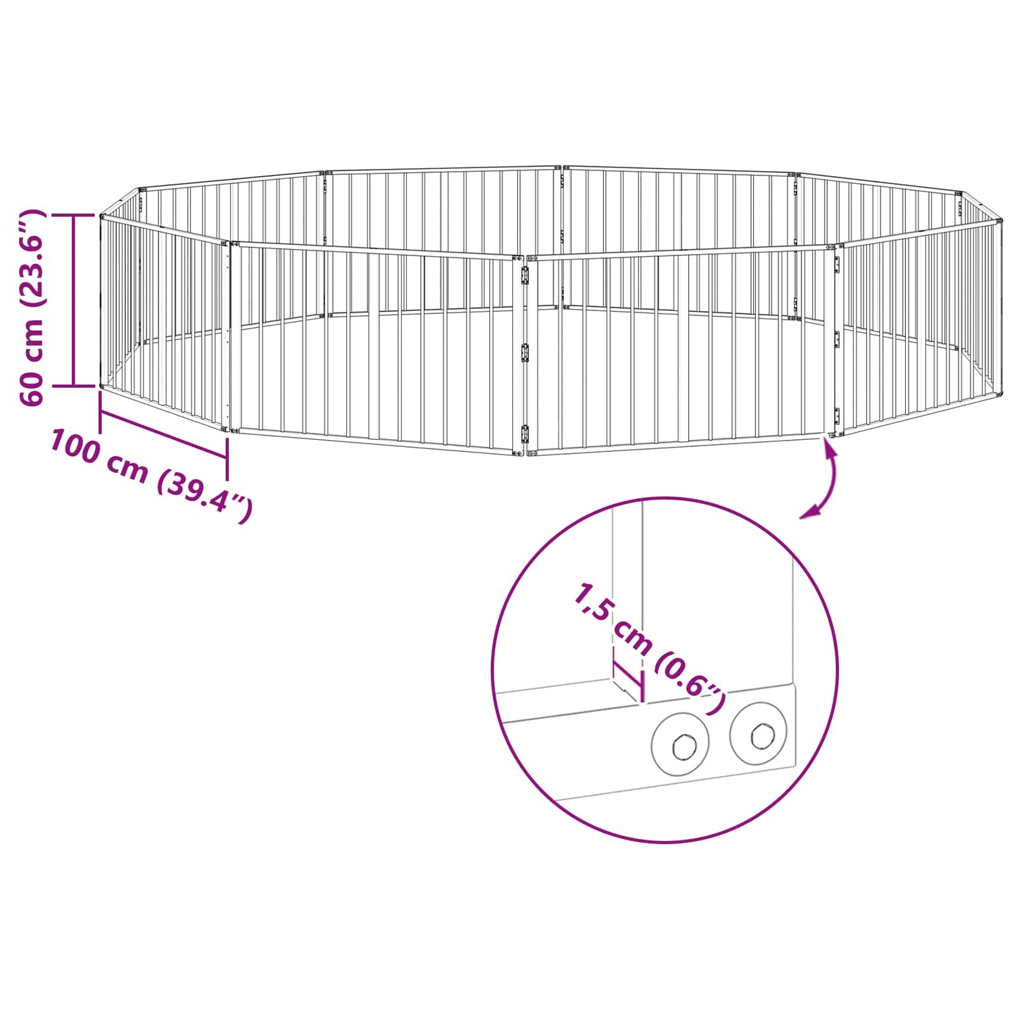 vidaXL Πόρτα Σκύλου 10 τμχ. Μαύρο 100 x 60 cm Επικαλυμμένος Χάλυβας