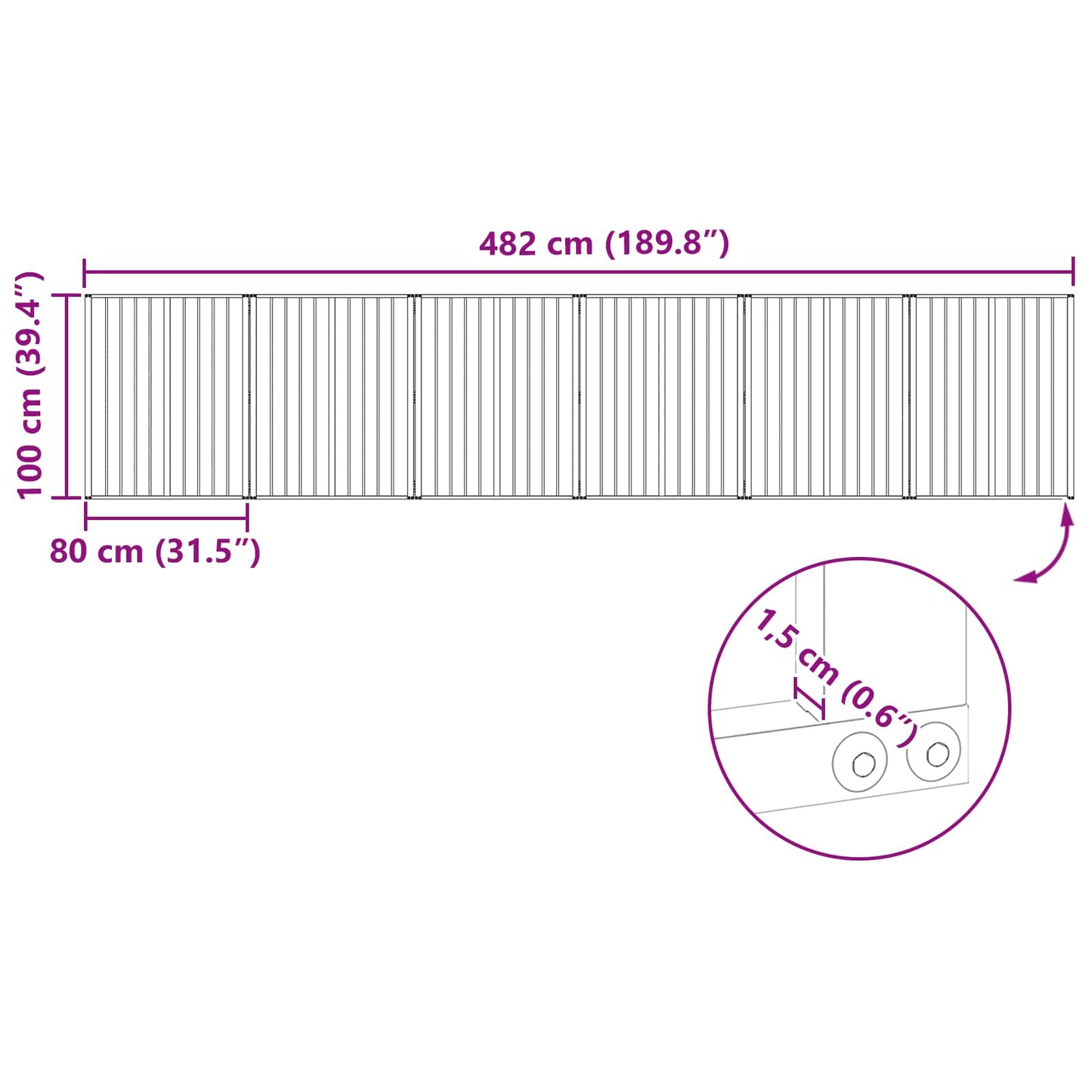 vidaXL Πόρτα Σκύλου 6 τμχ. Μαύρο 80 x 100 cm Επικαλυμμένος Χάλυβας
