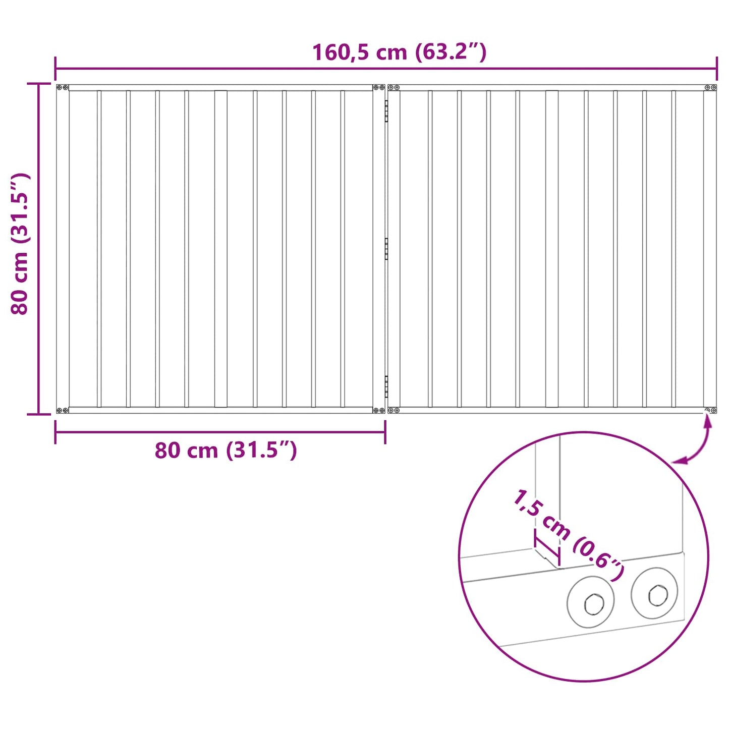 vidaXL Πόρτα Σκύλου 2 τμχ. Μαύρο 80 x 80 cm Επικαλυμμένος Χάλυβας