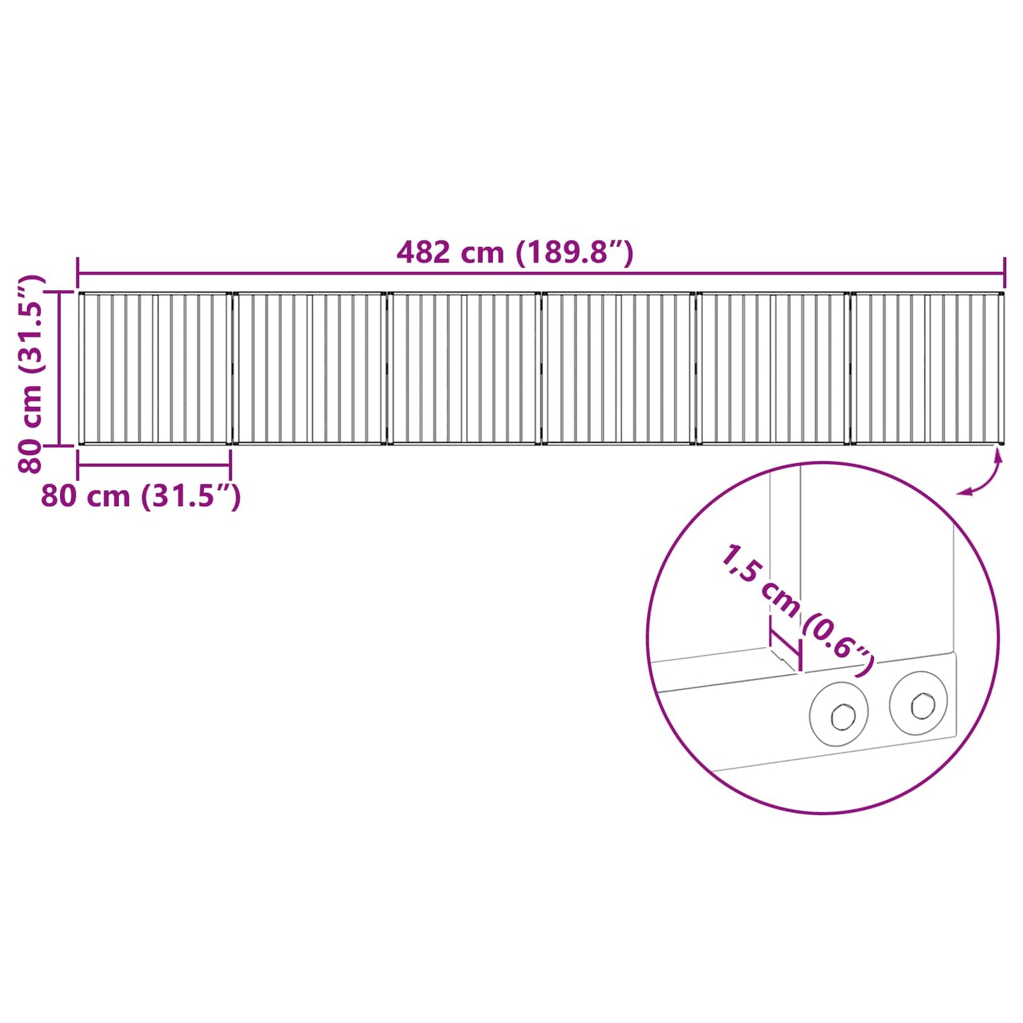 vidaXL Πόρτα Σκύλου 6 τμχ. Μαύρο 80 x 80 cm Επικαλυμμένος Χάλυβας