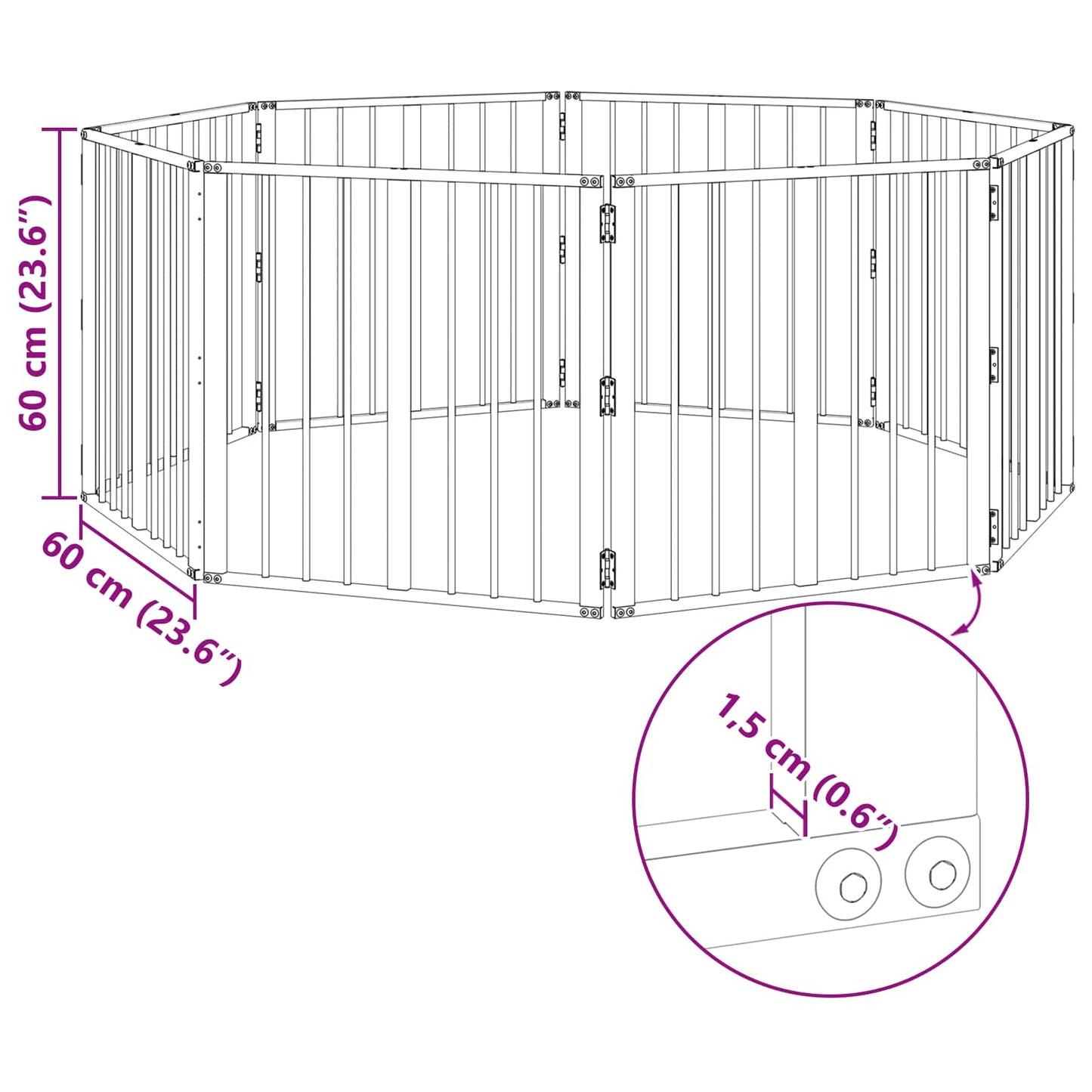 vidaXL Πόρτα Σκύλου 8 τμχ. Μαύρο 60 x 60 cm Επικαλυμμένος Χάλυβας