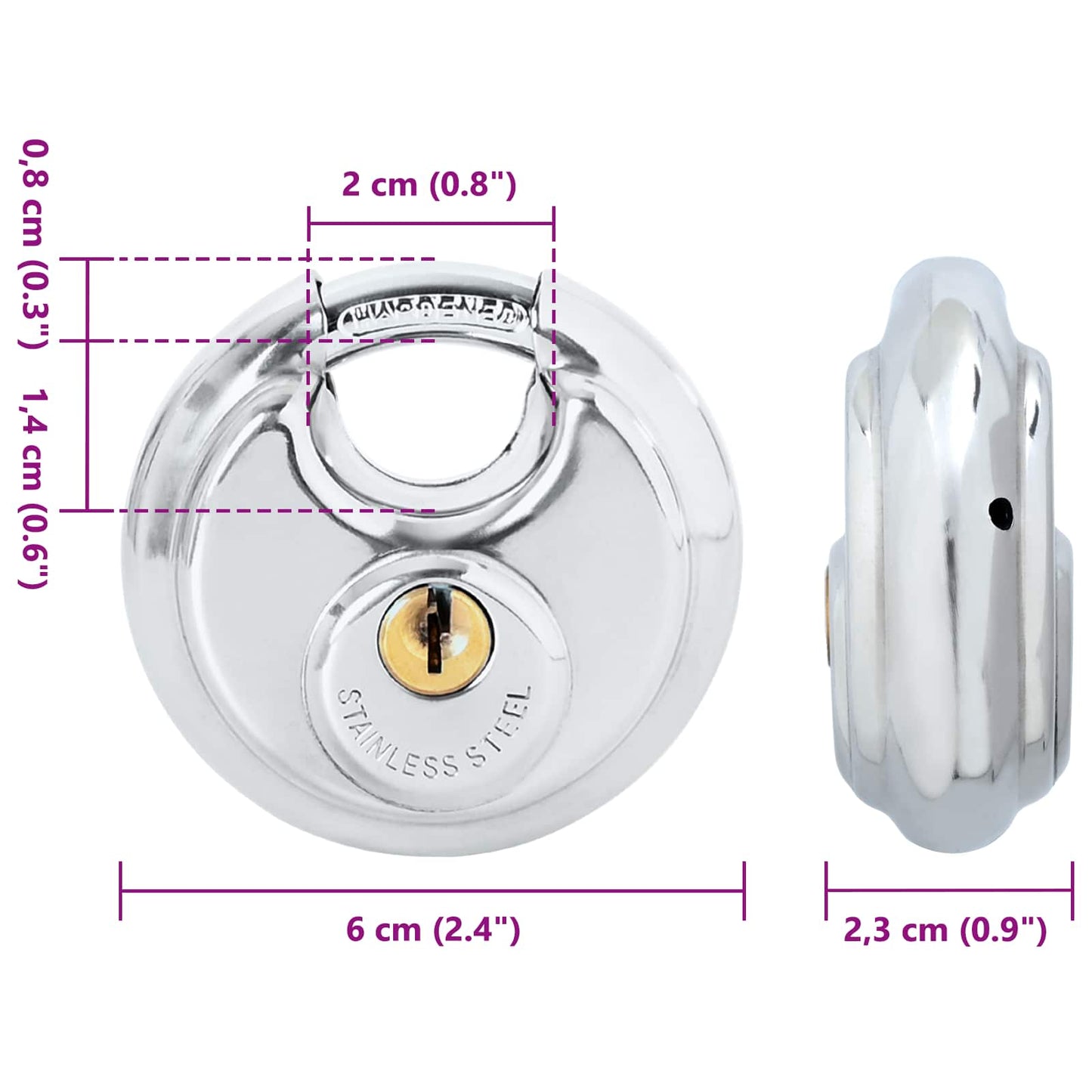 vidaXL Κλειδώματα Discus με Κλειδιά 6 pcs Ασημί 6 x 2.3 x 6 εκ