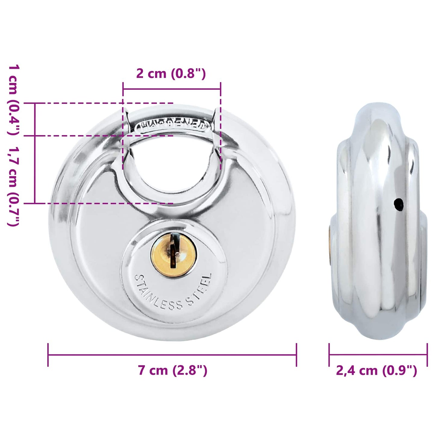 vidaXL Κλειδώματα Discus με Κλειδιά 6 pcs Ασημί 7 x 2.4 x 7 εκ