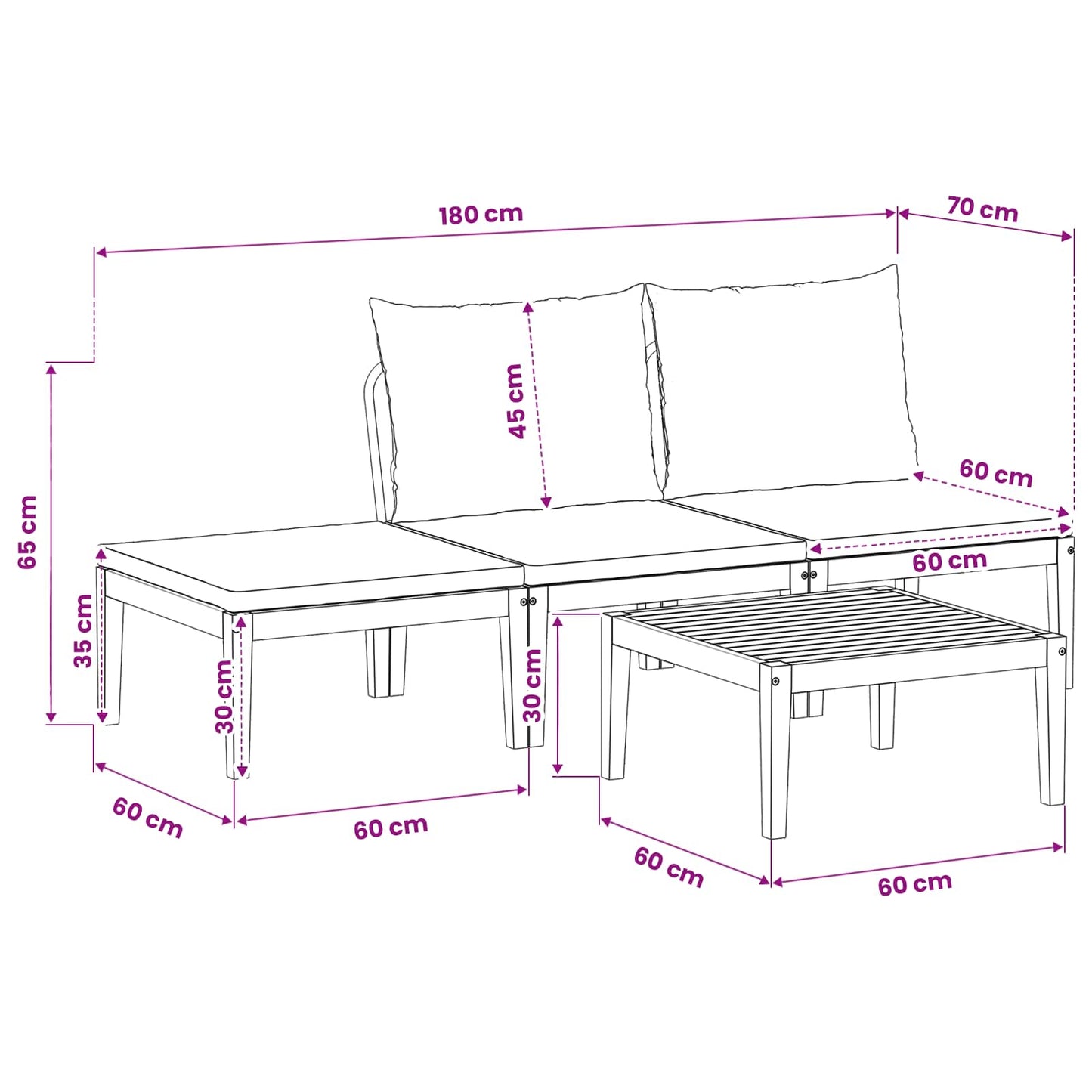 vidaXL 4 pcs Στερεό Acacia Ξύλο & Σχοινί Φυσικό