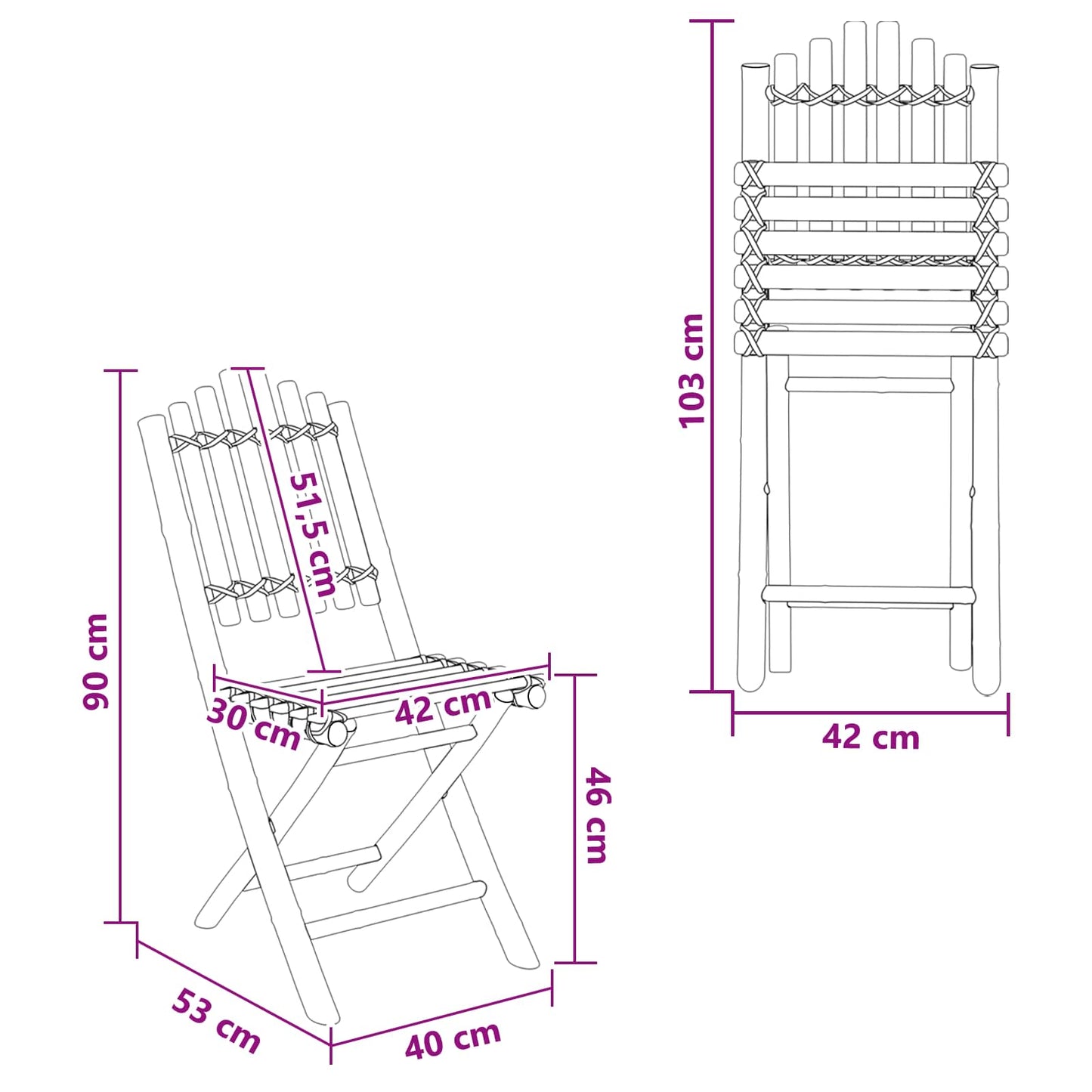 vidaXL Καρέκλα Κήπου 4 pcs Φυσικό 42 x 53 x 90 εκ Μπαμπού