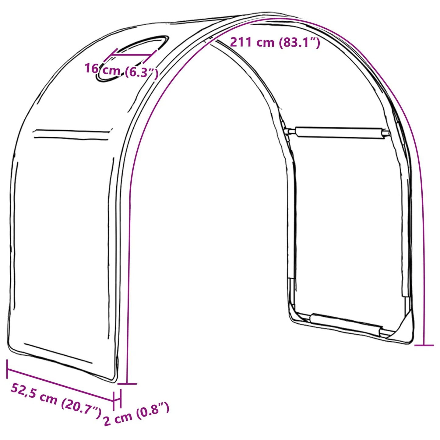 vidaXL Κρεβάτι Τούνελ 2 pcs Μαύρο 211 x 52,5 x 2 εκ Πολυεστέρας