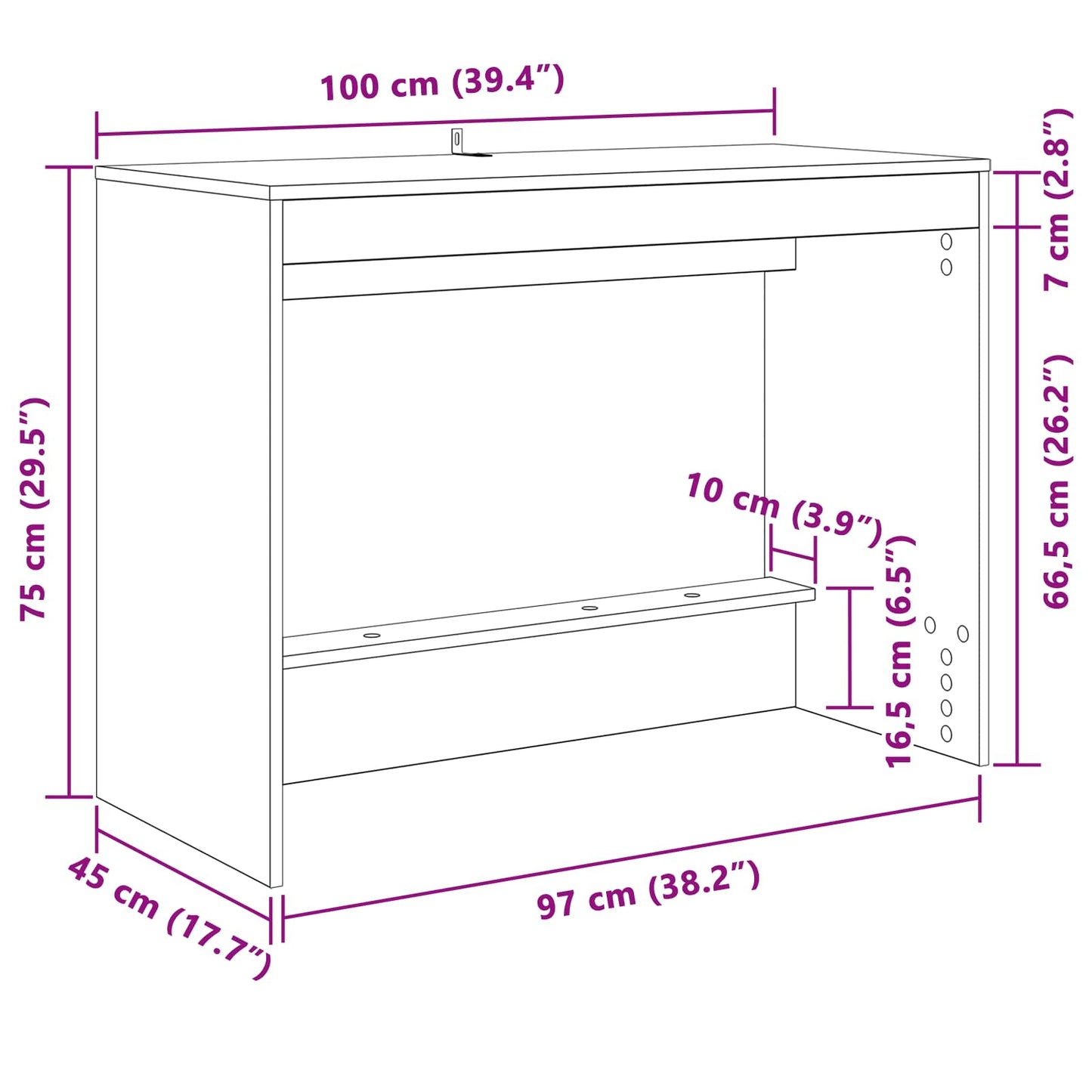 vidaXL Κρεβάτι Γραφείο Σκυρόδεμα Γκρι 100 x 45 x 75 cm