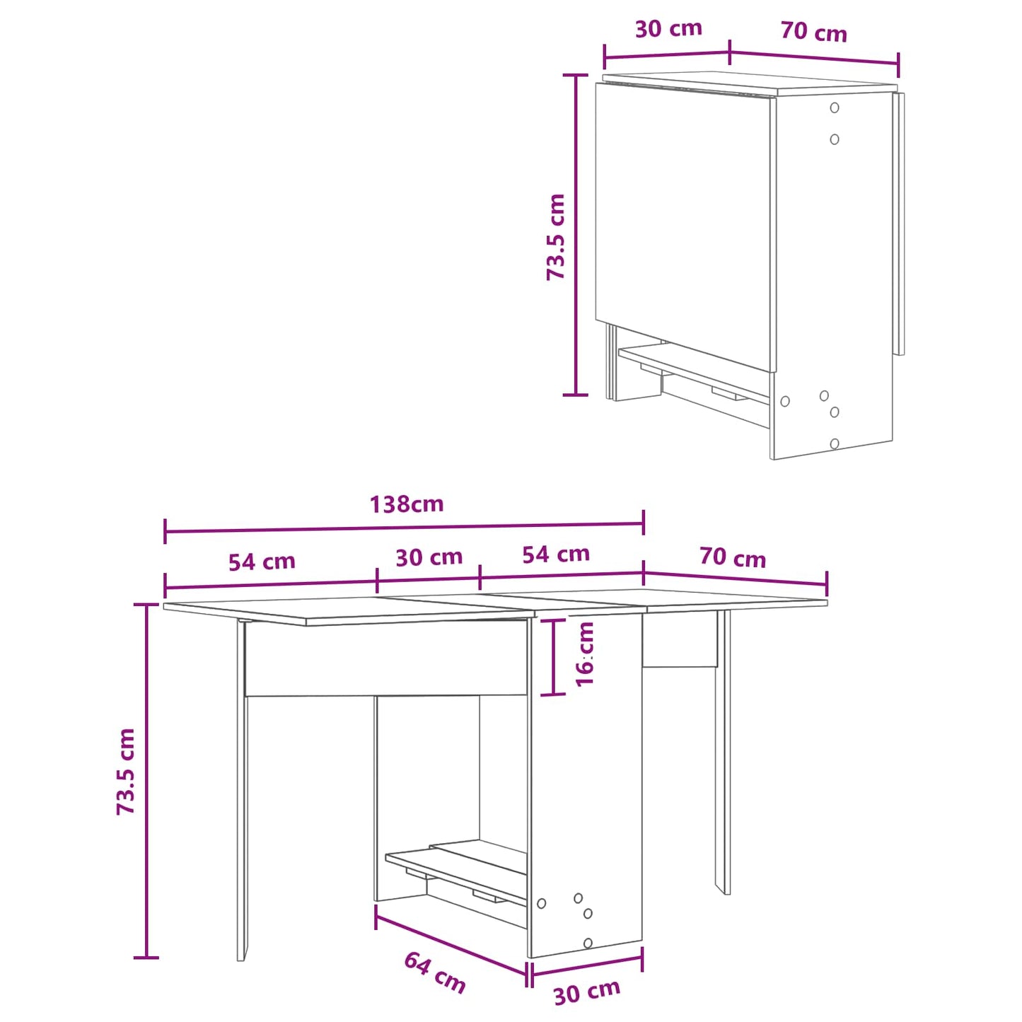 vidaXL Τραπέζι φαγητού 138 x 70 x 73,5 εκ Επεξεργασμένο Ξύλο