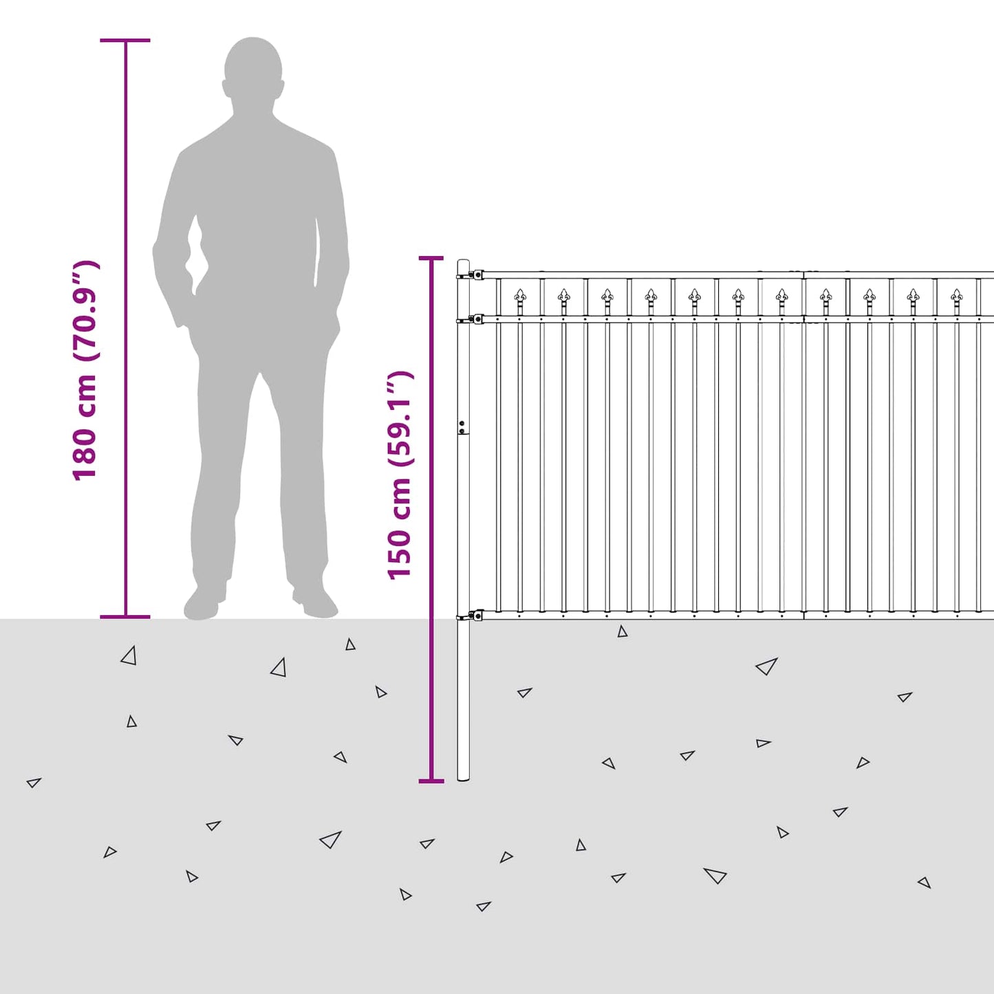 vidaXL Φράχτης με Άκρες BAARLO 200 x 150 cm Μαύρο