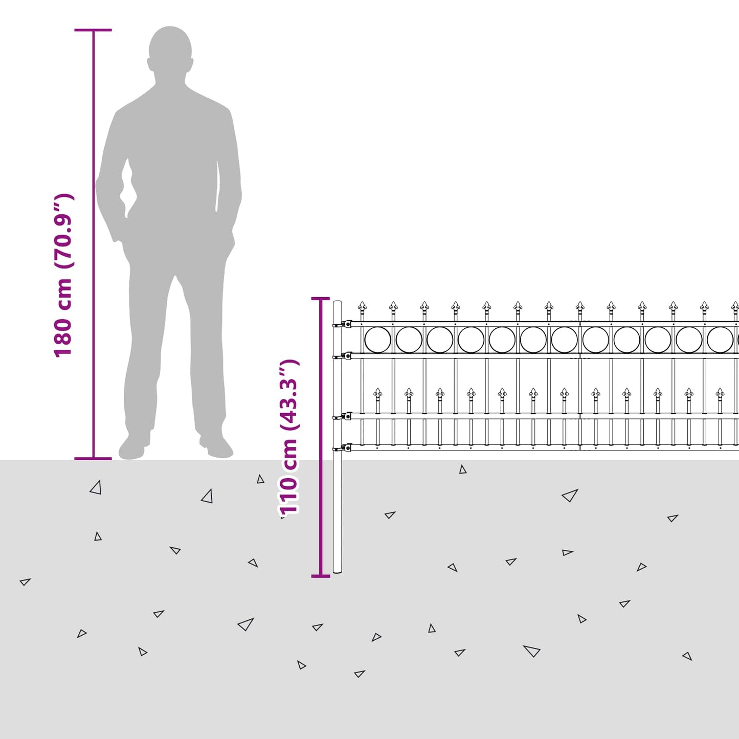 vidaXL Φράχτης Σπάικ Ρινγκ Μαύρο 200 x 130 εκ