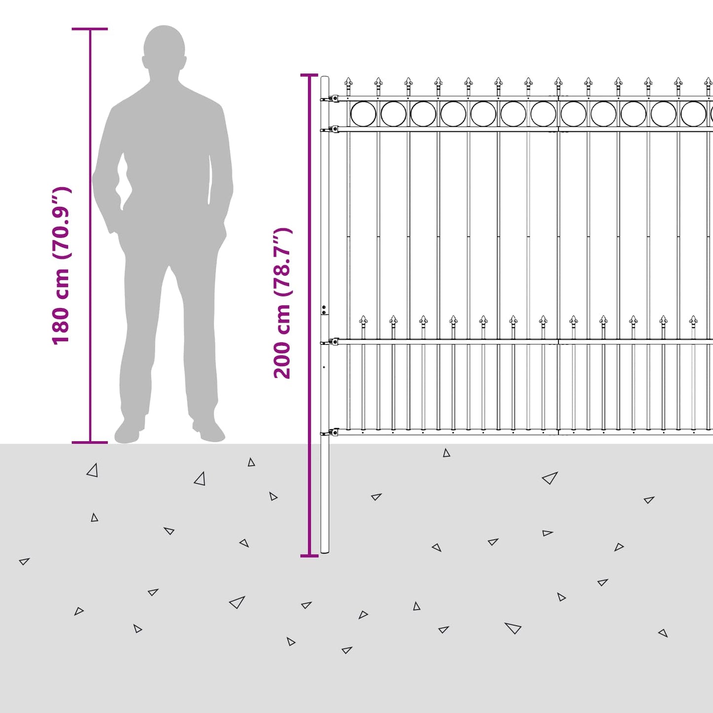 vidaXL Φράχτης Σπάικ Ρινγκ Μαύρο 200 x 200 cm