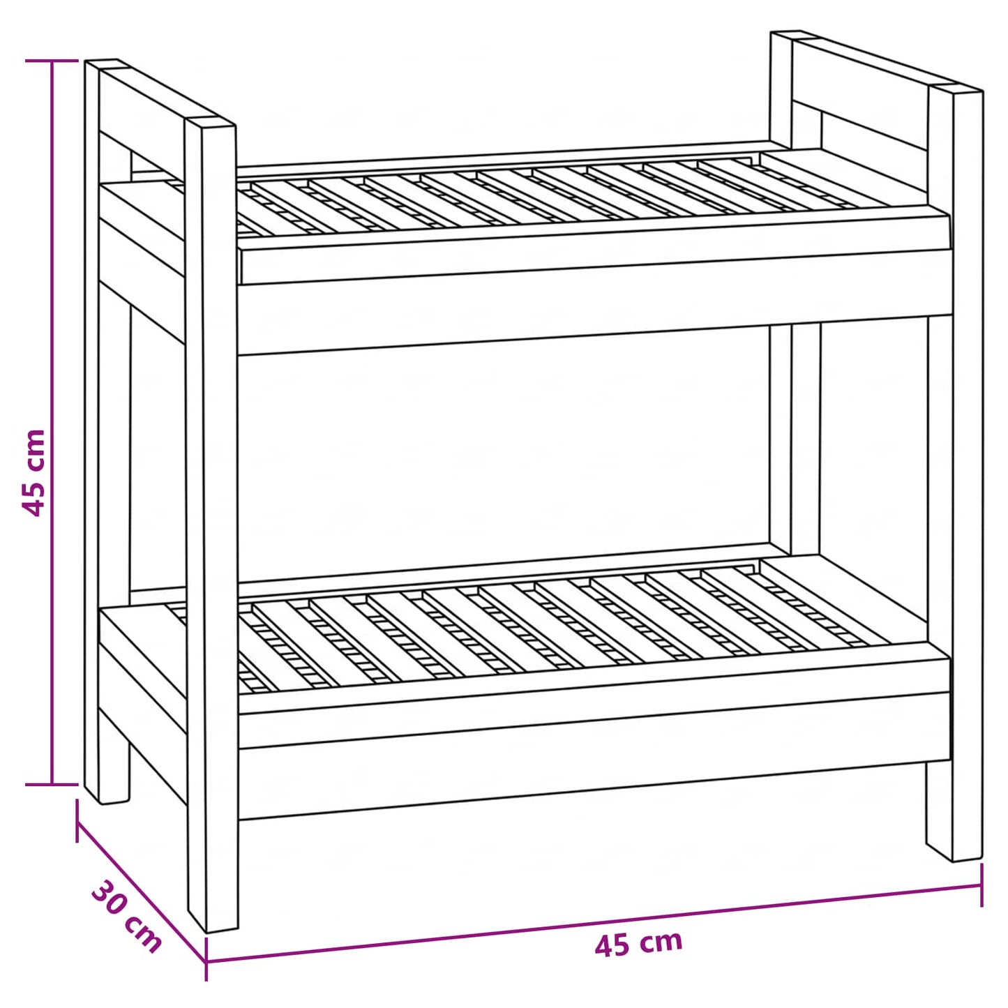 vidaXL Ράφι μπάνιου Φυσικό 45 x 30 x 45 εκ. Στερεό Ξύλο Τίκ