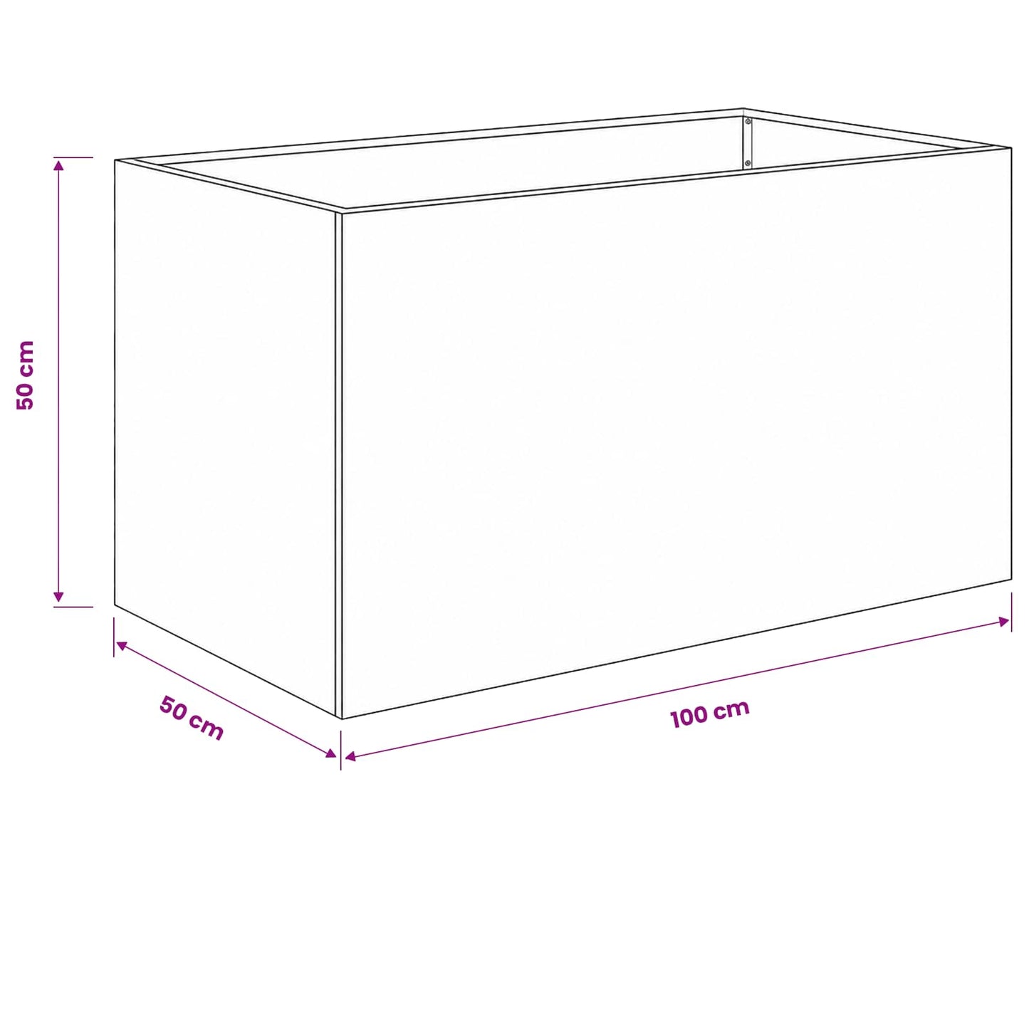 vidaXL Γλάστρα Κήπου 2 τμχ. Μαύρο 100 x 50 x 50 cm