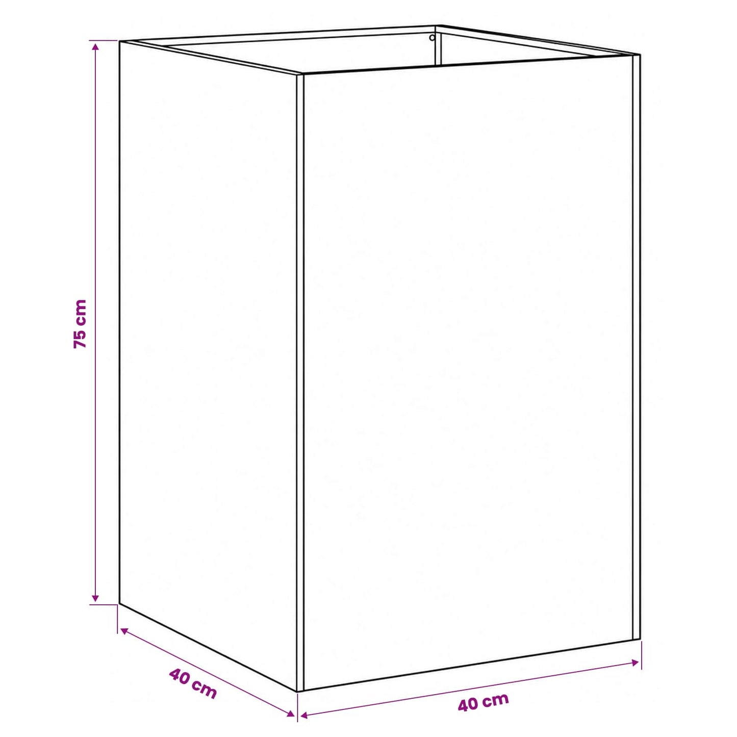 vidaXL Γλάστρα Κήπου Μαύρο 40 x 40 x 75 cm Ψυχρής έλασης χάλυβας