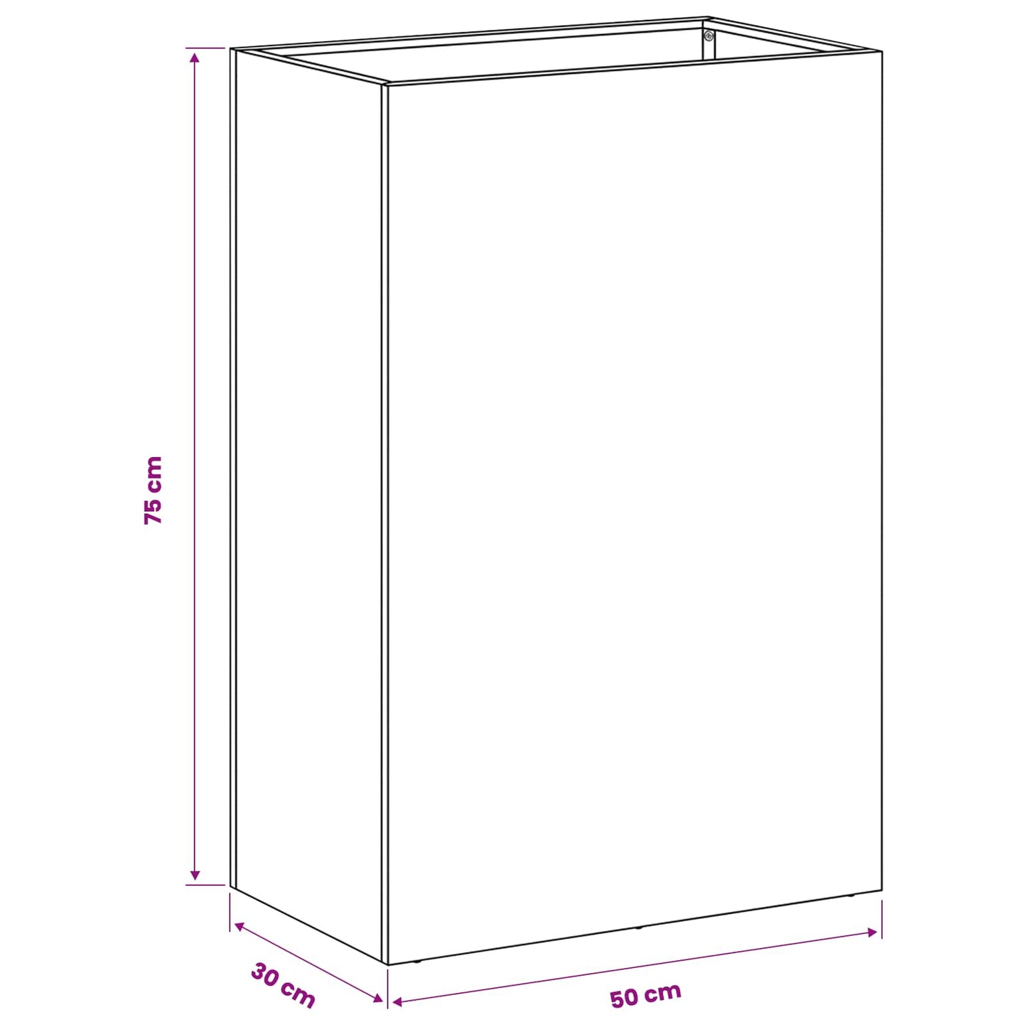 vidaXL Γλάστρα Κήπου Μαύρο 50 x 30 x 75 εκ Ψυχρής έλασης χάλυβας