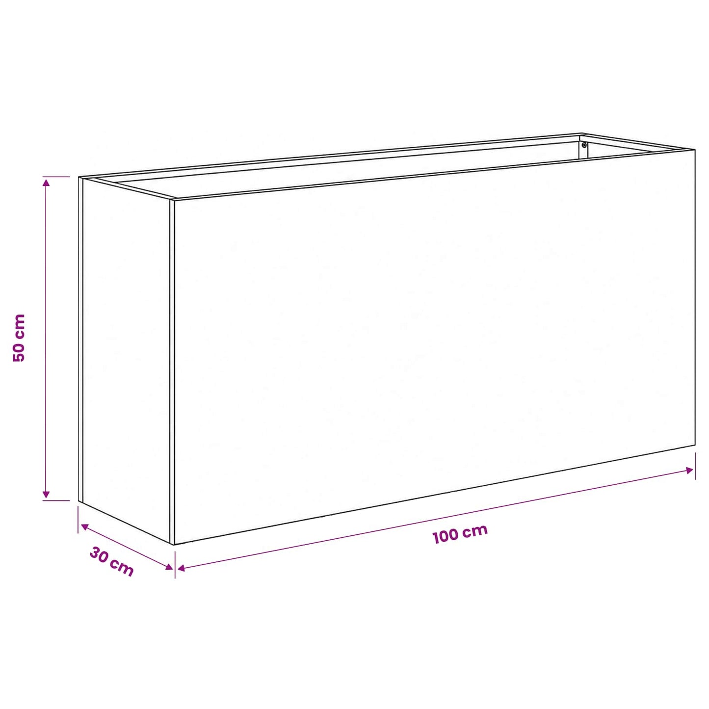 vidaXL Γλάστρα Κήπου Λευκό 100 x 30 x 50 cm Ψυχρής έλασης χάλυβας