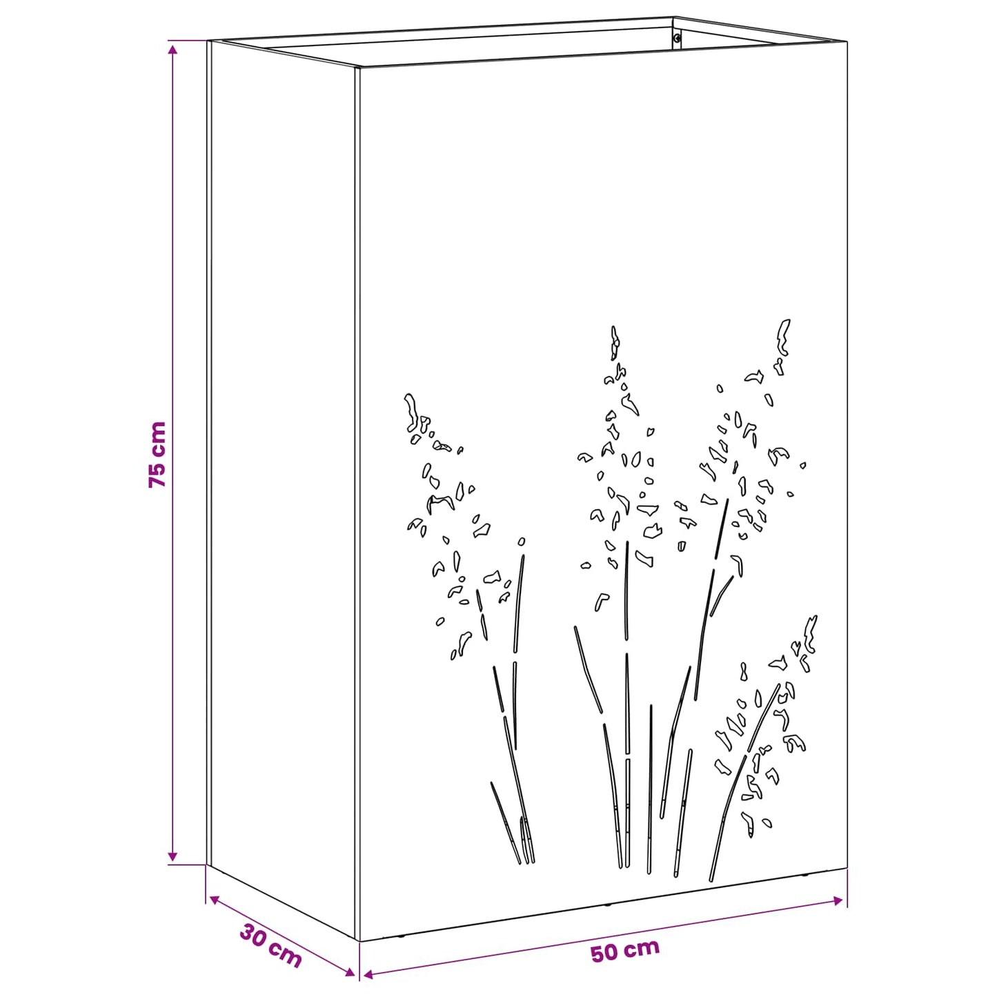 vidaXL Γλάστρα Κήπου Λευκό 50 x 30 x 75 εκ Ψυχρής έλασης χάλυβας