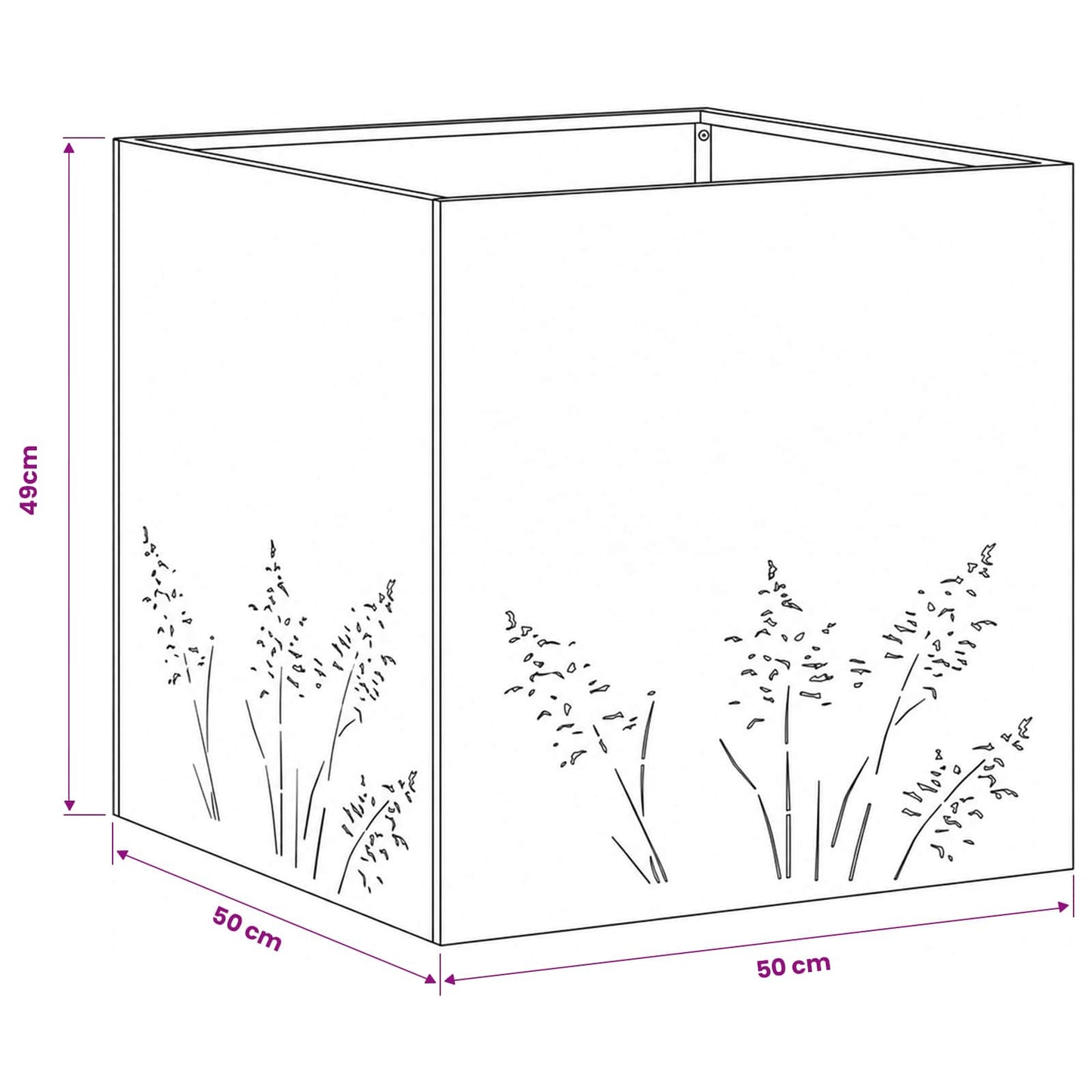 vidaXL Γλάστρα Κήπου 2 τμχ. Ασημί 50 x 50 x 49 cm Ανοξείδωτο Ατσάλι