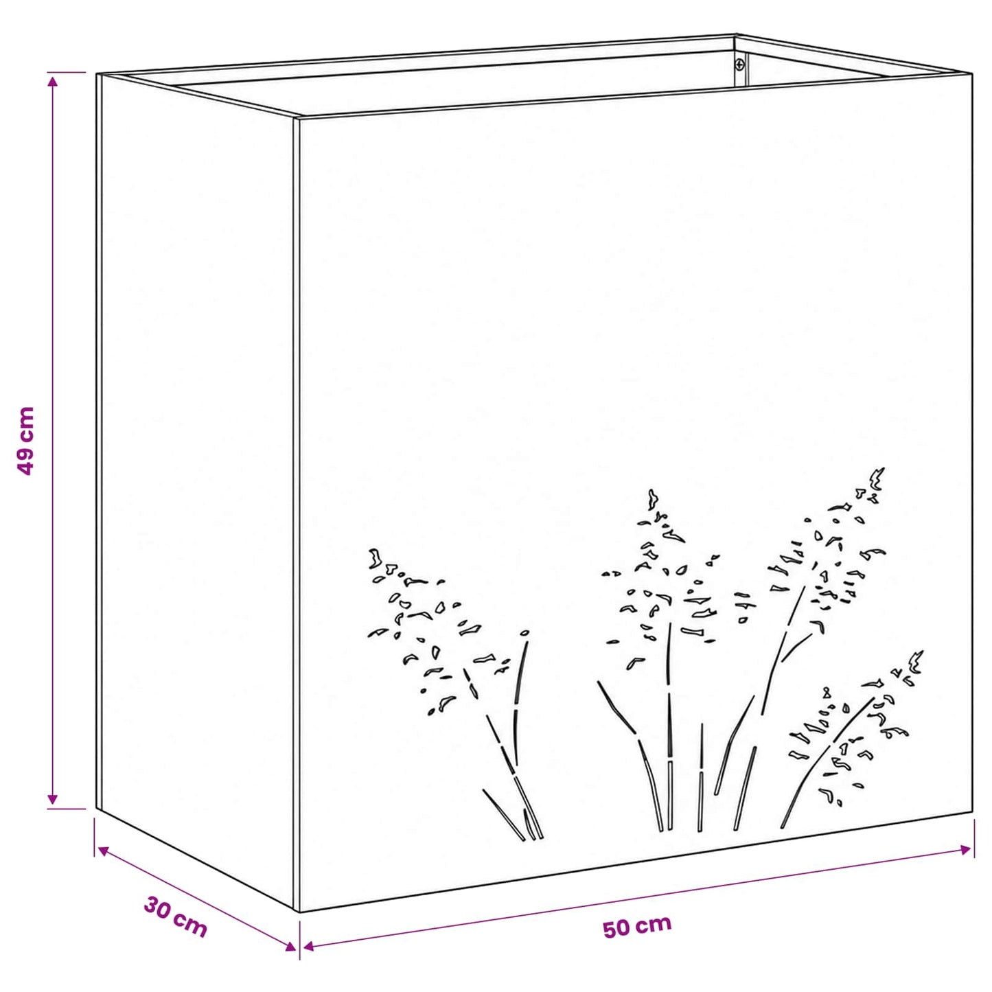 vidaXL Γλάστρα Κήπου Λευκό 50 x 30 x 49 εκ Ψυχρής έλασης χάλυβας