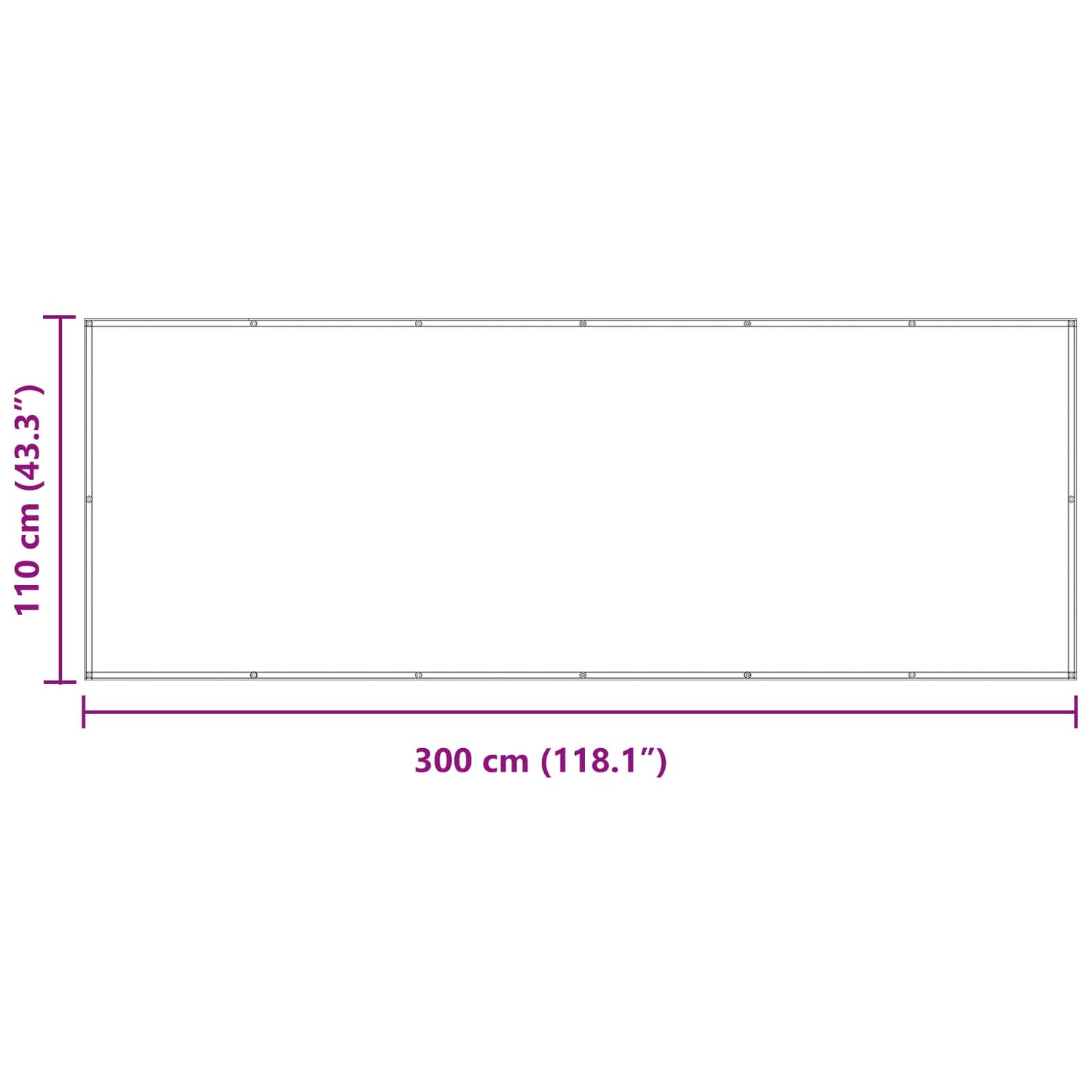 vidaXL Οθόνη Μπαλκονιού 110 x 300 cm Ύφασμα Όξφορντ Ορθογώνιος
