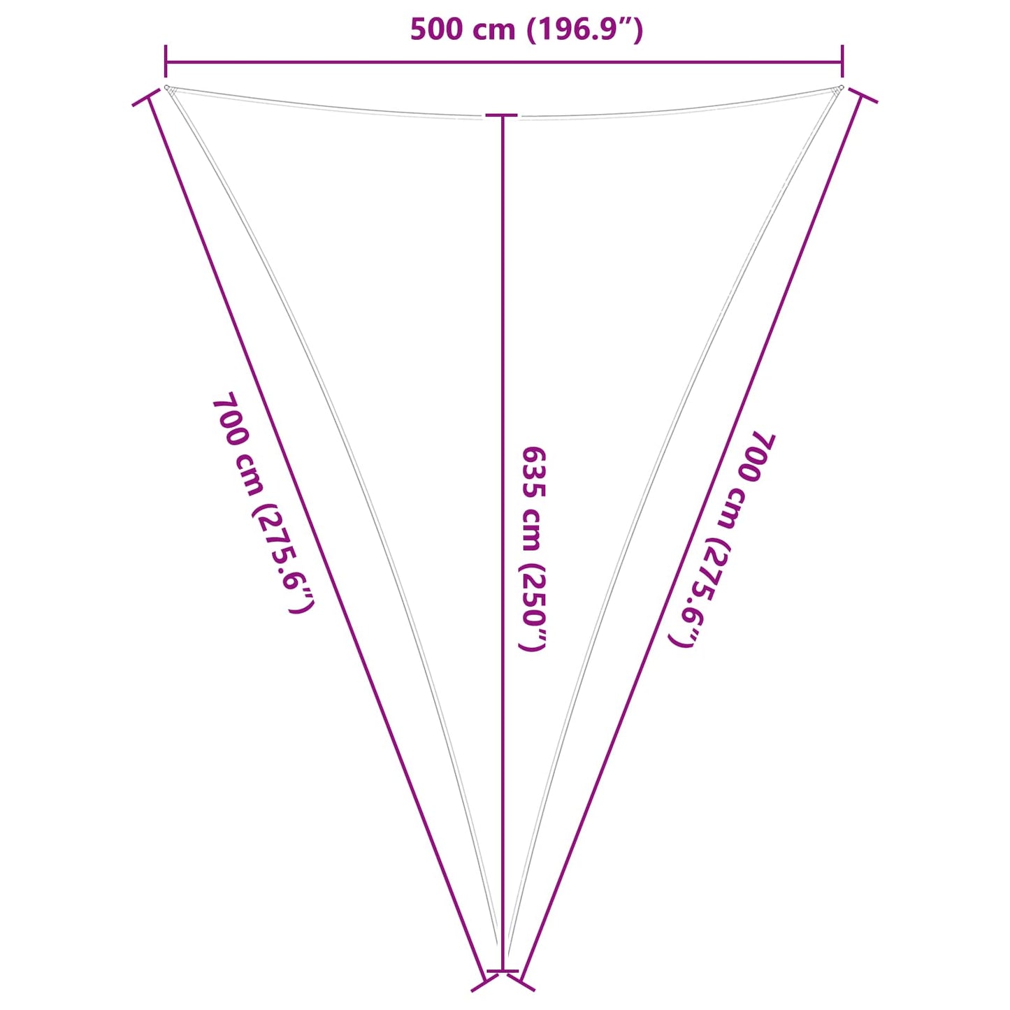 vidaXL Πανί σκιάς 5 x 7 x 7 m 100% Πολυέστερ Οξφόρδη Τριγωνικός