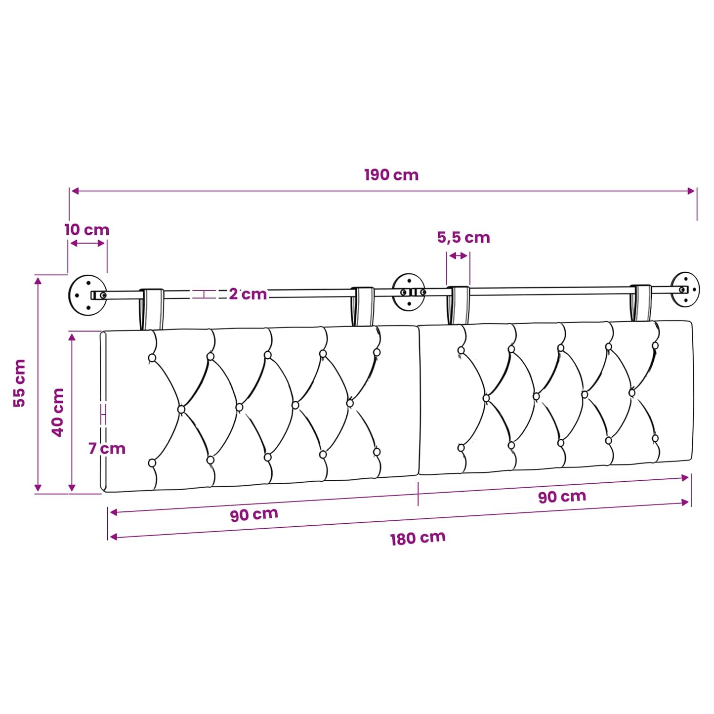 vidaXL Κεφαλάρι κρεβατιού κρεμαστό Με φωτισμό LED Ανοιχτό γκρι Βελούδο