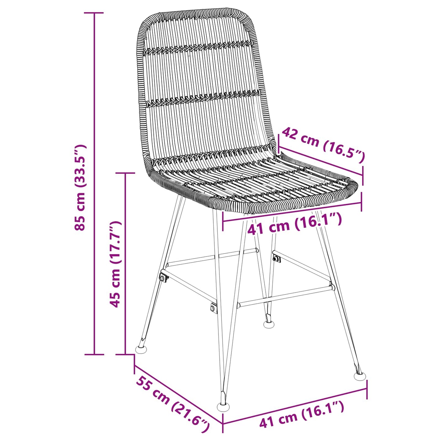 vidaXL Καρέκλα τραπεζαρίας 2 pcs Φυσικό 41 x 55 x 85 εκ.