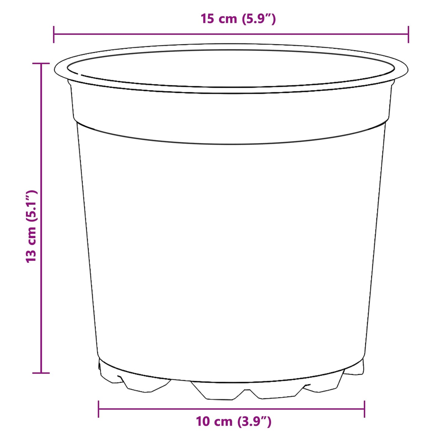 vidaXL Γλάστρα Λουλουδιών 50 pcs Μαύρο Ø 15 x 12.5 εκ. Πλαστικό