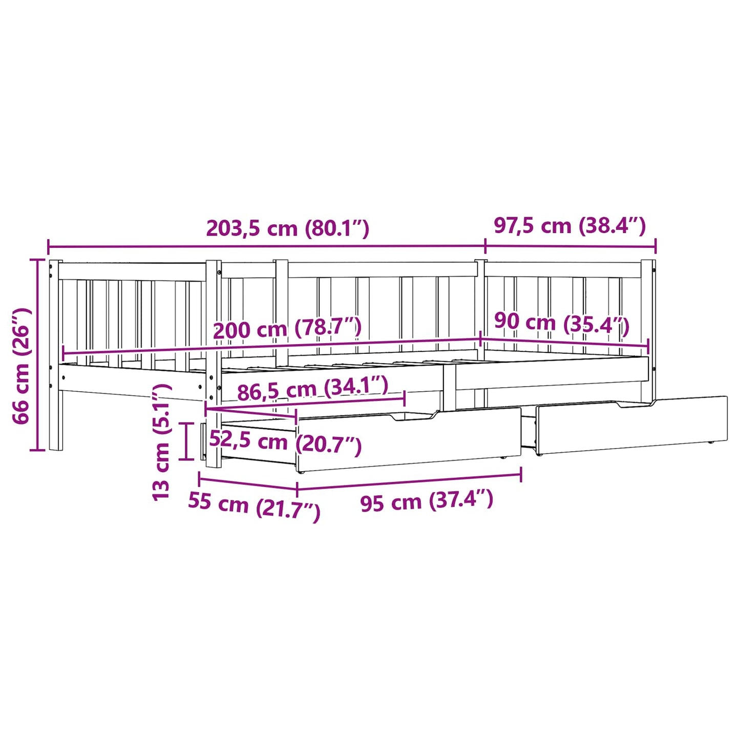 vidaXL Καναπές Κρεβάτι με συρτάρι 3 pcs Κερωτό καφέ Στερεό ξύλο πεύκου