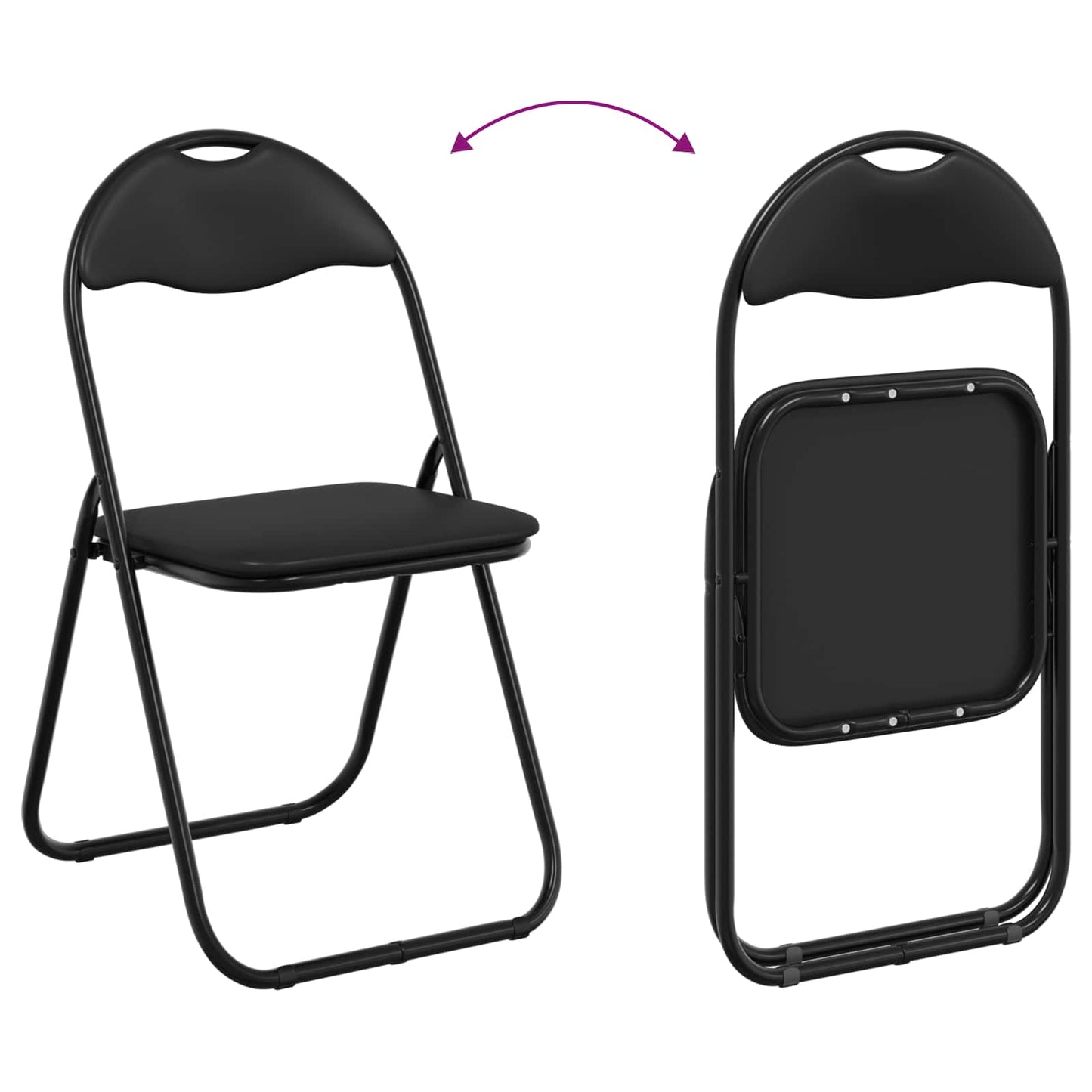 vidaXL Πτυσσόμενη Καρέκλα 2 pcs Μαύρο 48 x 43,5 x 81 εκ. Τεχνητό Δέρμα