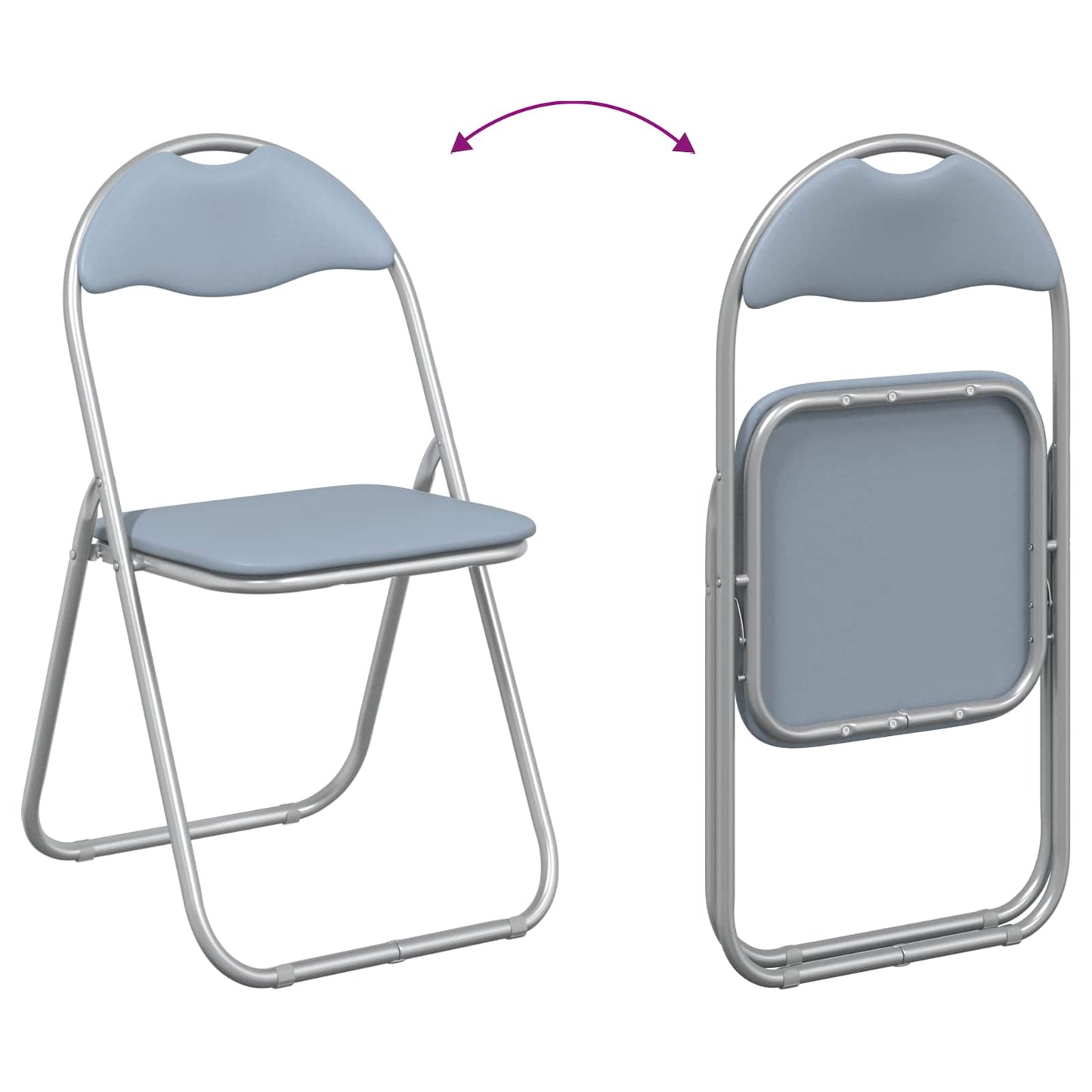 vidaXL Πτυσσόμενη Καρέκλα 8 pcs Γκρι 48 x 43,5 x 81 εκ. Τεχνητό Δέρμα