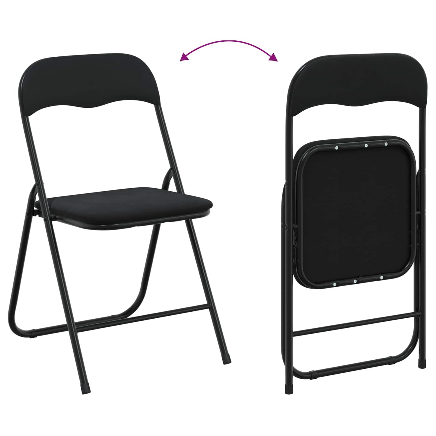 vidaXL Πτυσσόμενη Καρέκλα 2 pcs Μαύρο 48 x 44 x 78 εκ Βελούδο