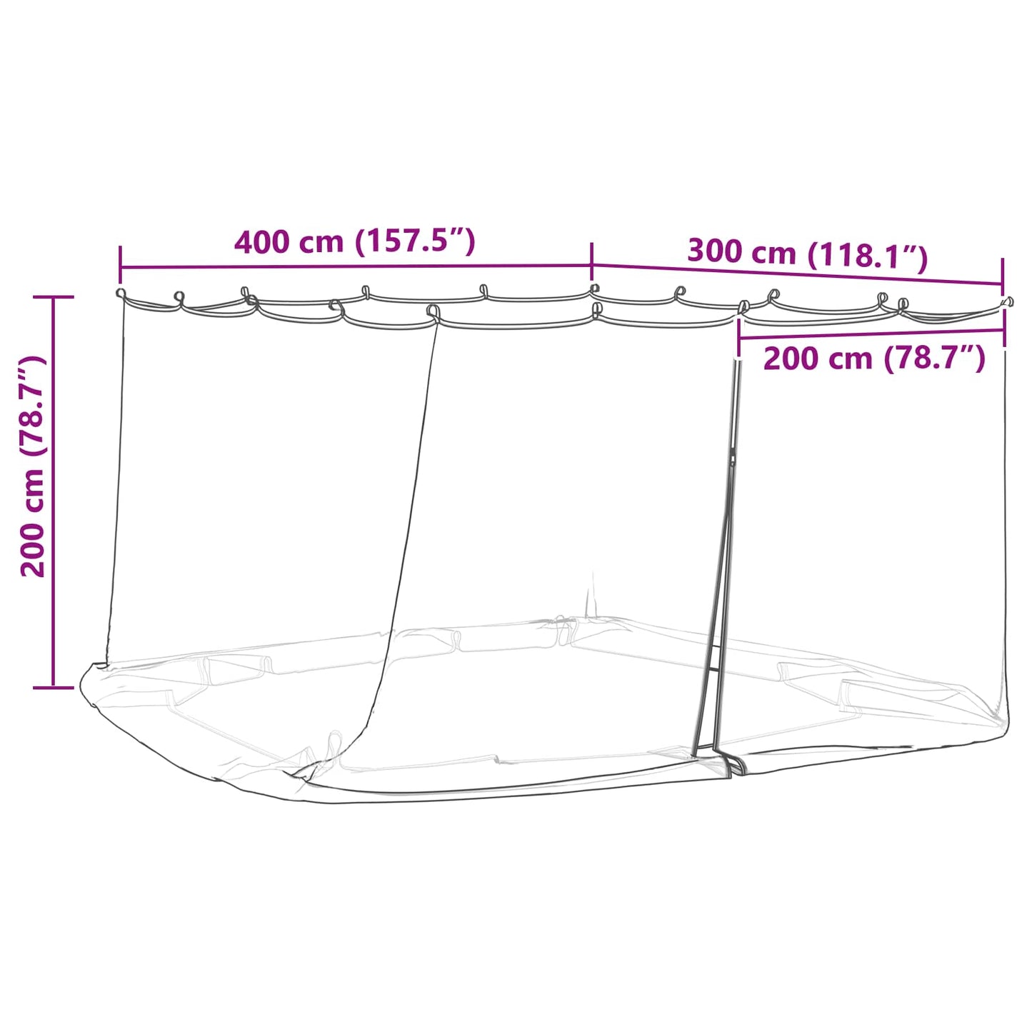 vidaXL Κουνούπι για Περίπτερο 220 mesh Μαύρο 4 x 3 x 2 cm Πολυεστέρας