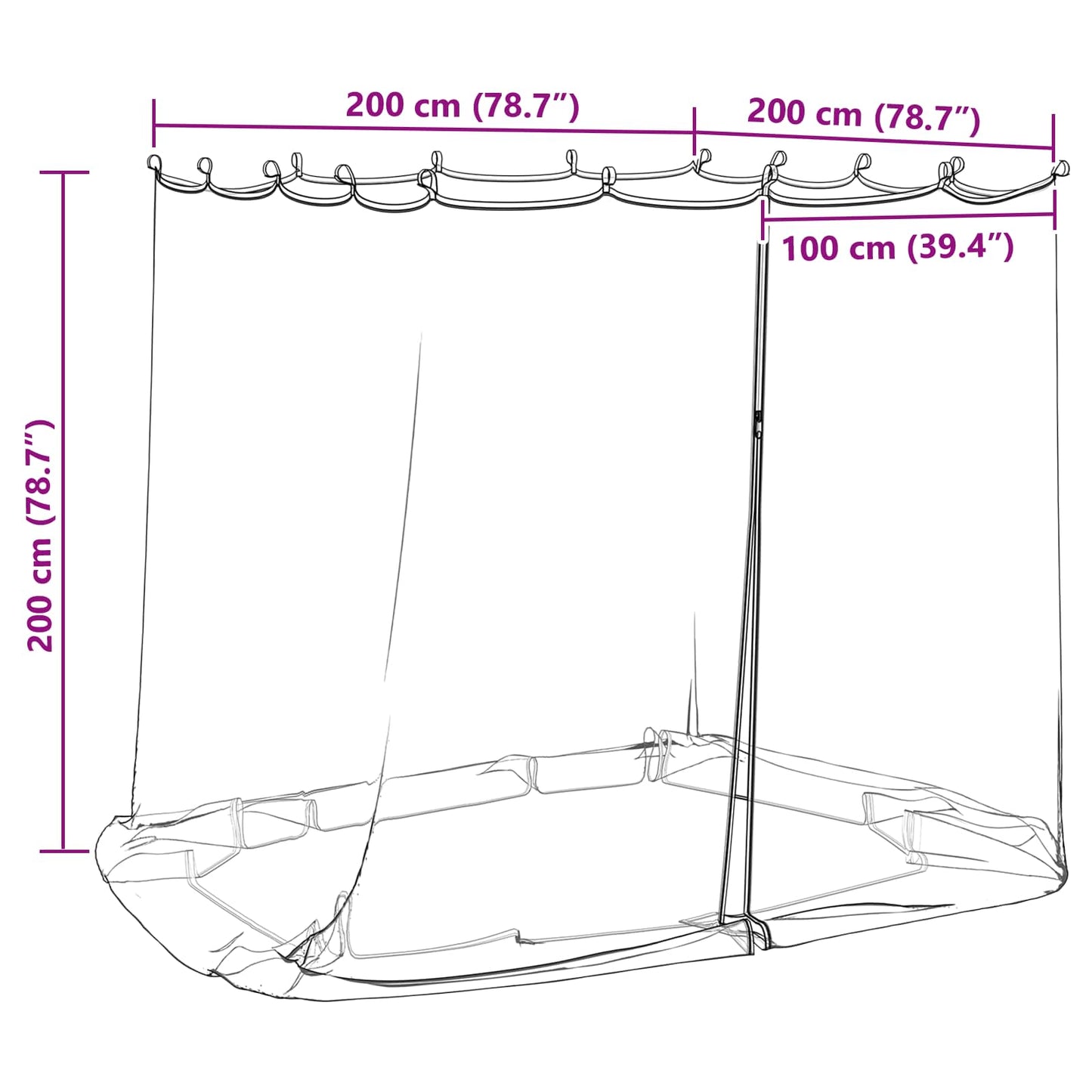 vidaXL Κουνούπι για Περίπτερο 220 mesh Λευκό 2 x 2 x 2 m Πολυεστέρας
