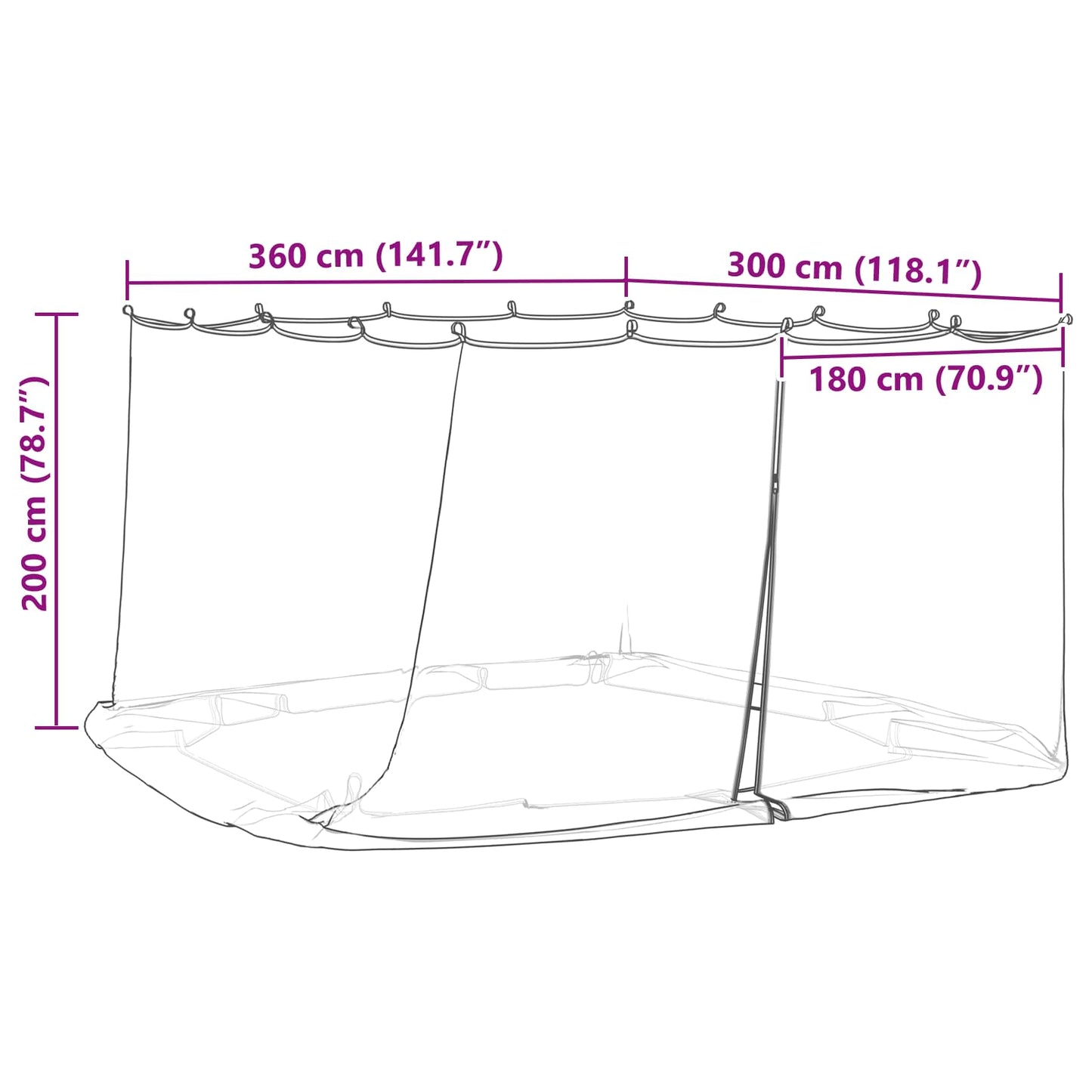 vidaXL Κουνούπι για Περίπτερο 220 mesh Λευκό 3,6 x 3 x 2 εκ.