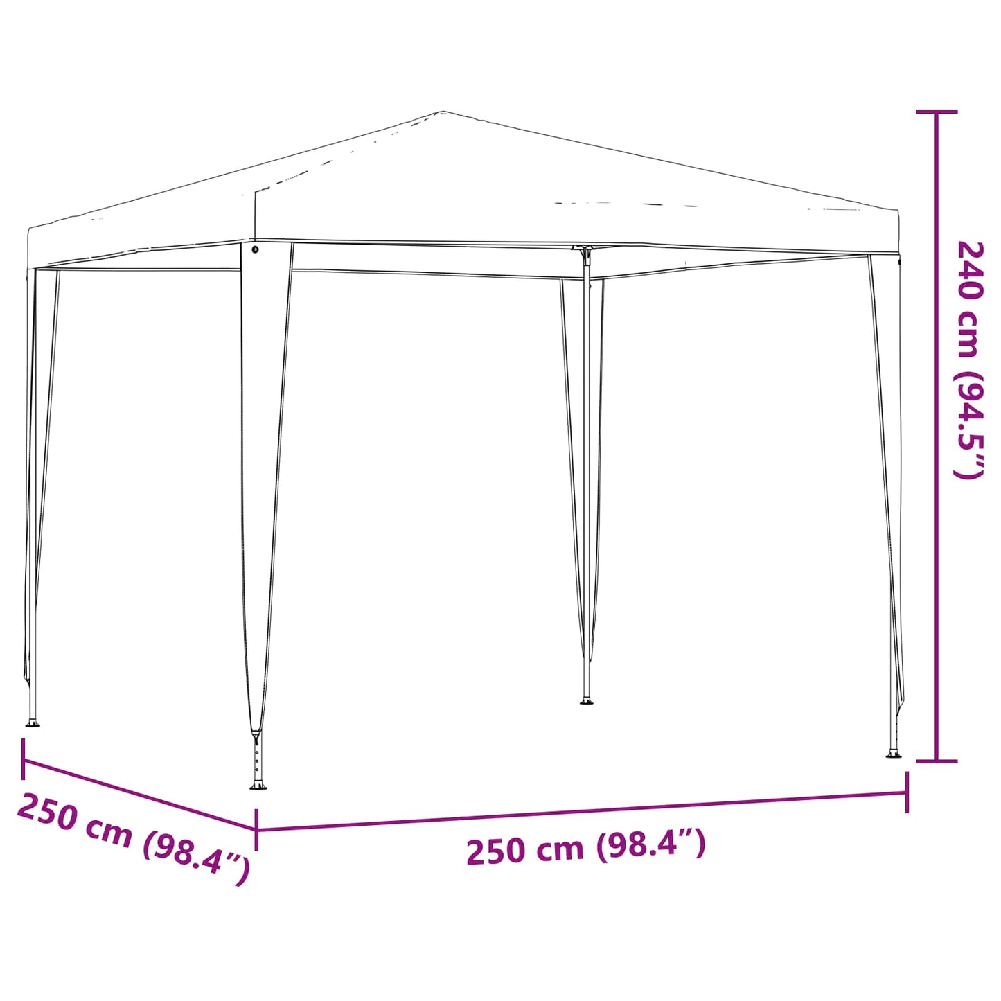 vidaXL Σκηνή Πάρτυ 250 x 250 x 240 εκ. Κόκκινο