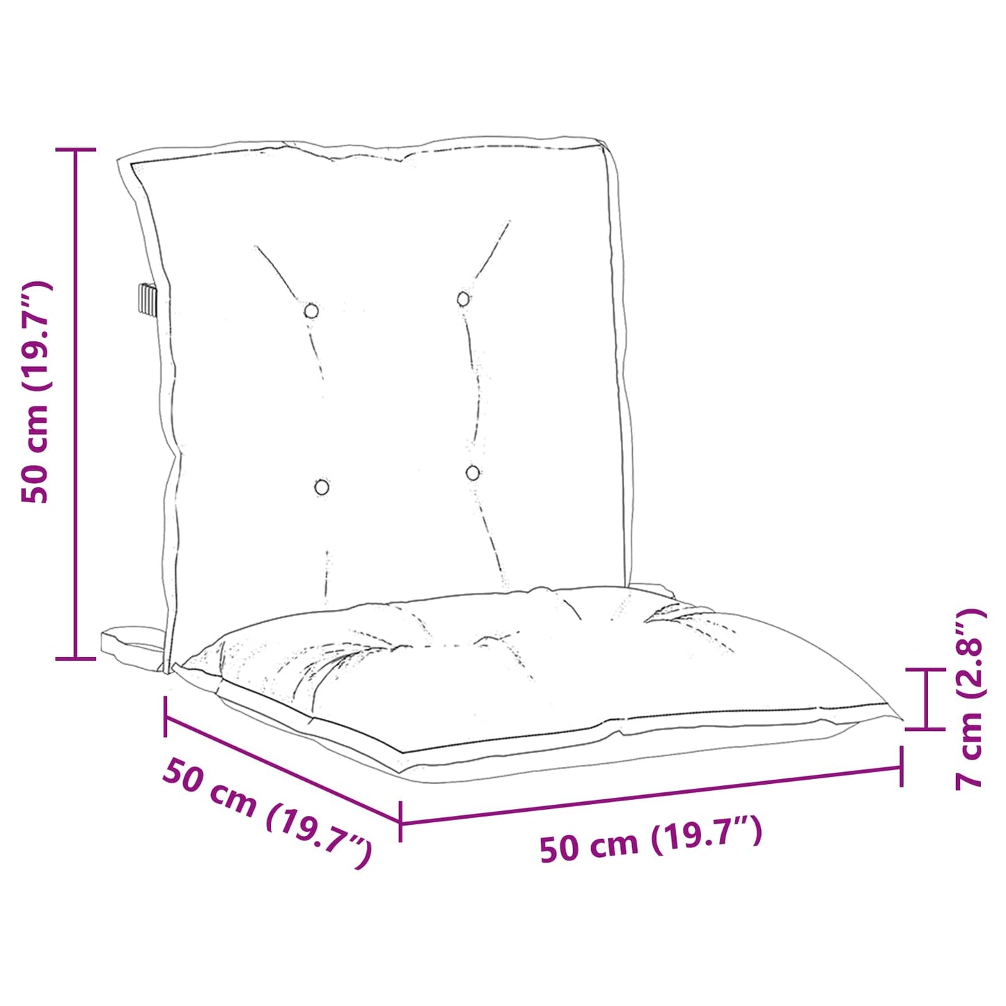 vidaXL Μαξιλάρι Εξωτερικού Χώρου 6 pcs Λευκό 100 x 50 x 7 cm Ύφασμα