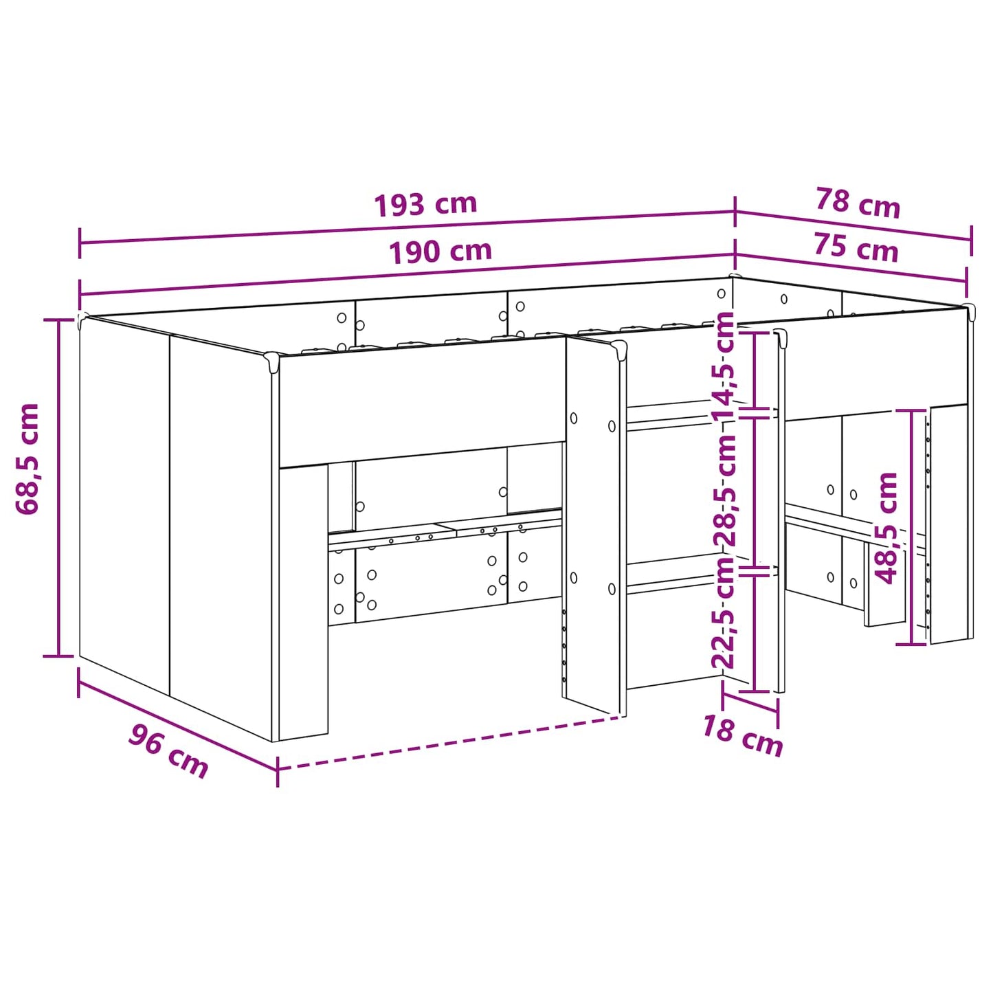 vidaXL Κρεβάτι Υψηλού Στυλ για Παιδιά 2 pcs Γκρι Sonoma
