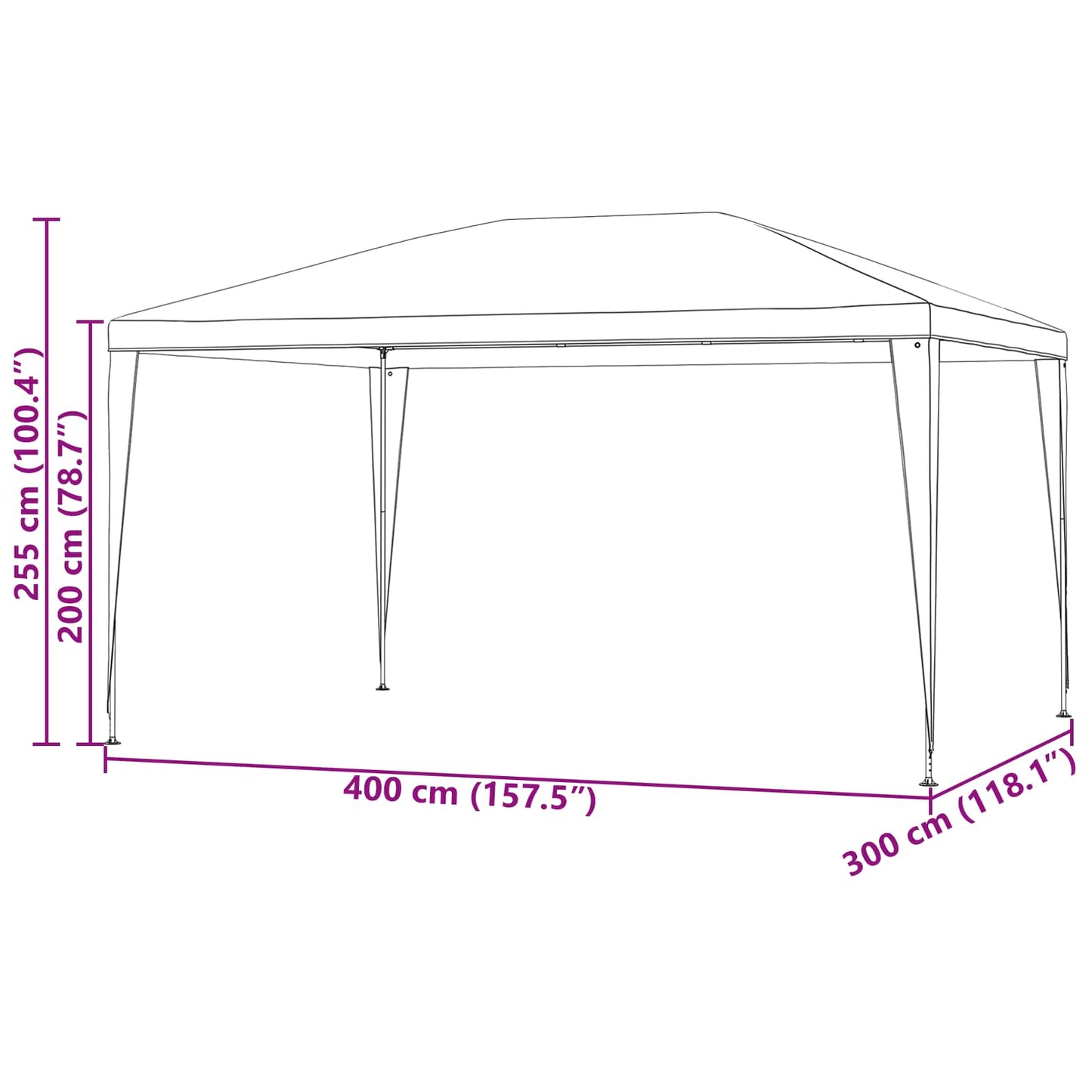 vidaXL Σκηνή Πάρτυ Κόκκινο 400 x 300 x 255 εκ